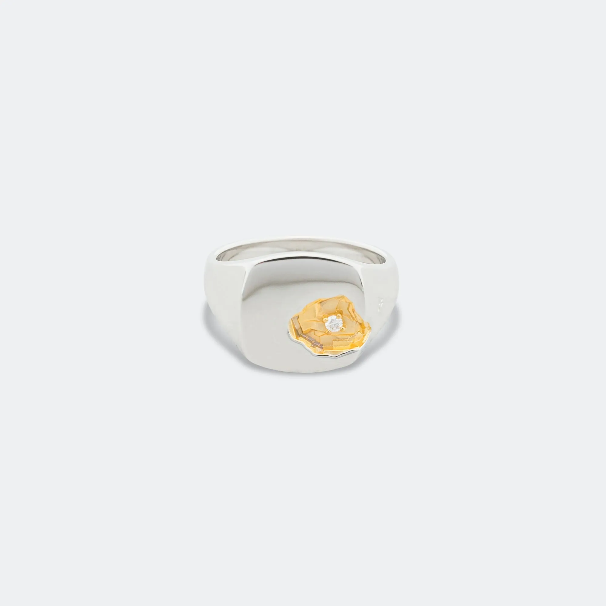 Mined Ring Large Diamond - 18K Gold/925 Silver