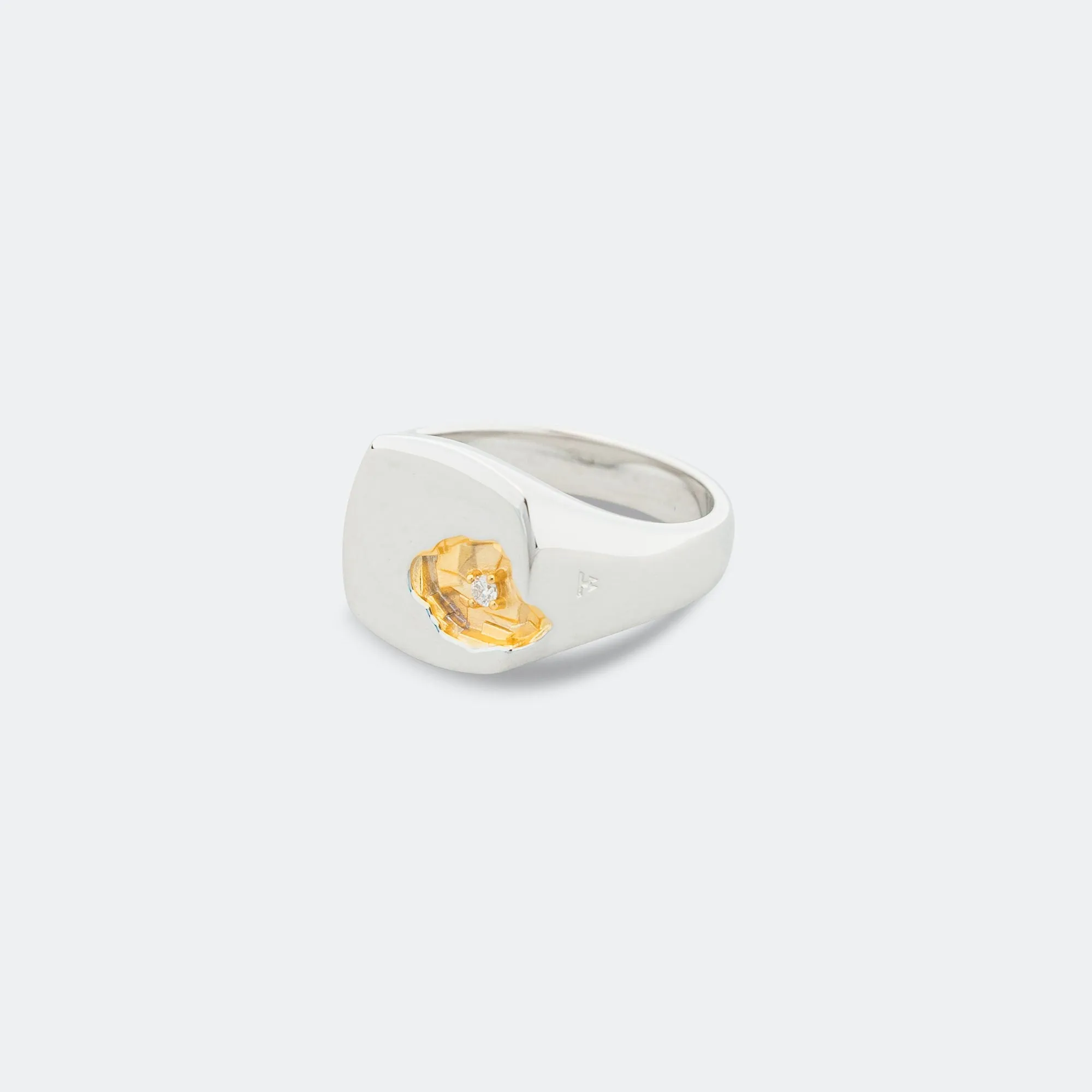 Mined Ring Large Diamond - 18K Gold/925 Silver