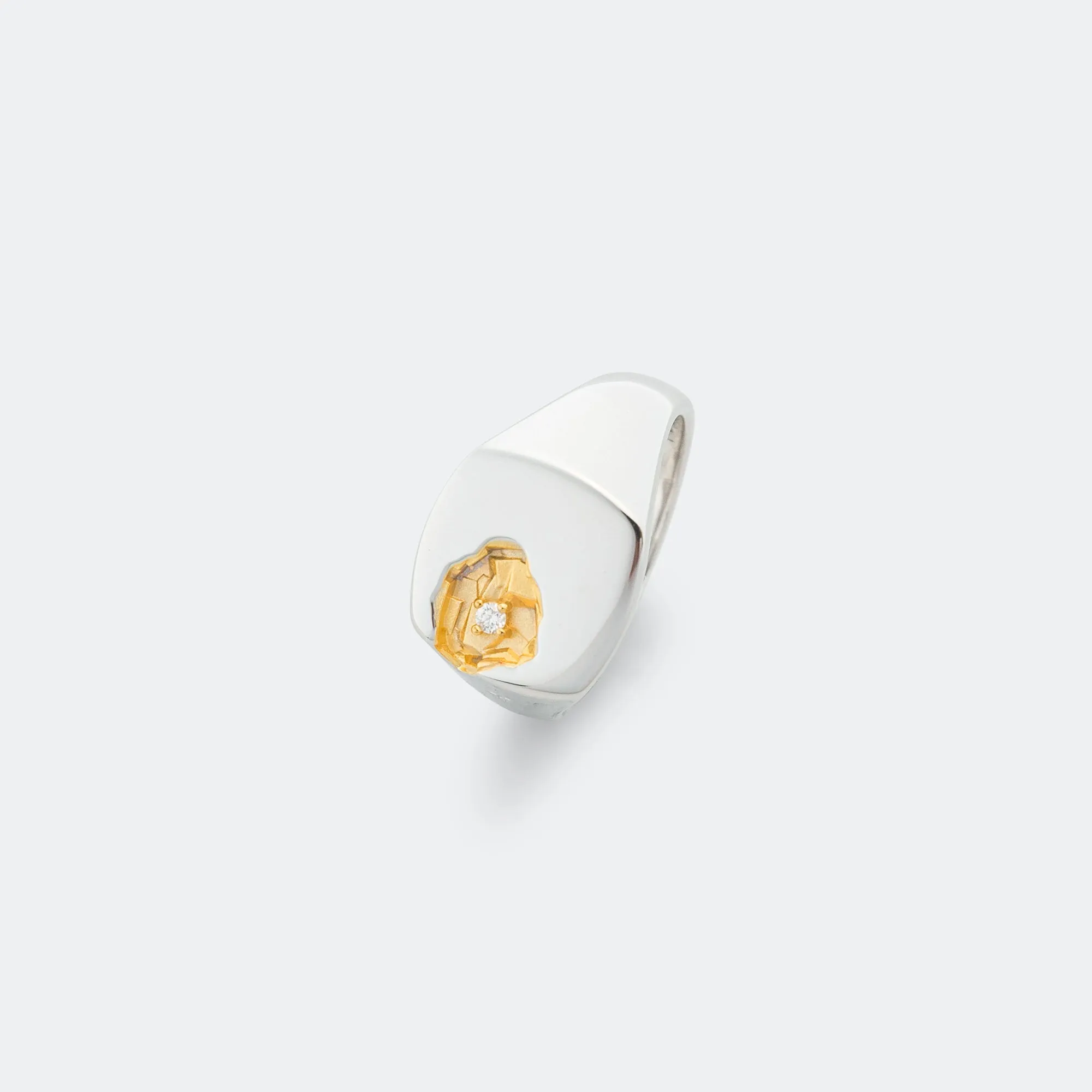 Mined Ring Large Diamond - 18K Gold/925 Silver