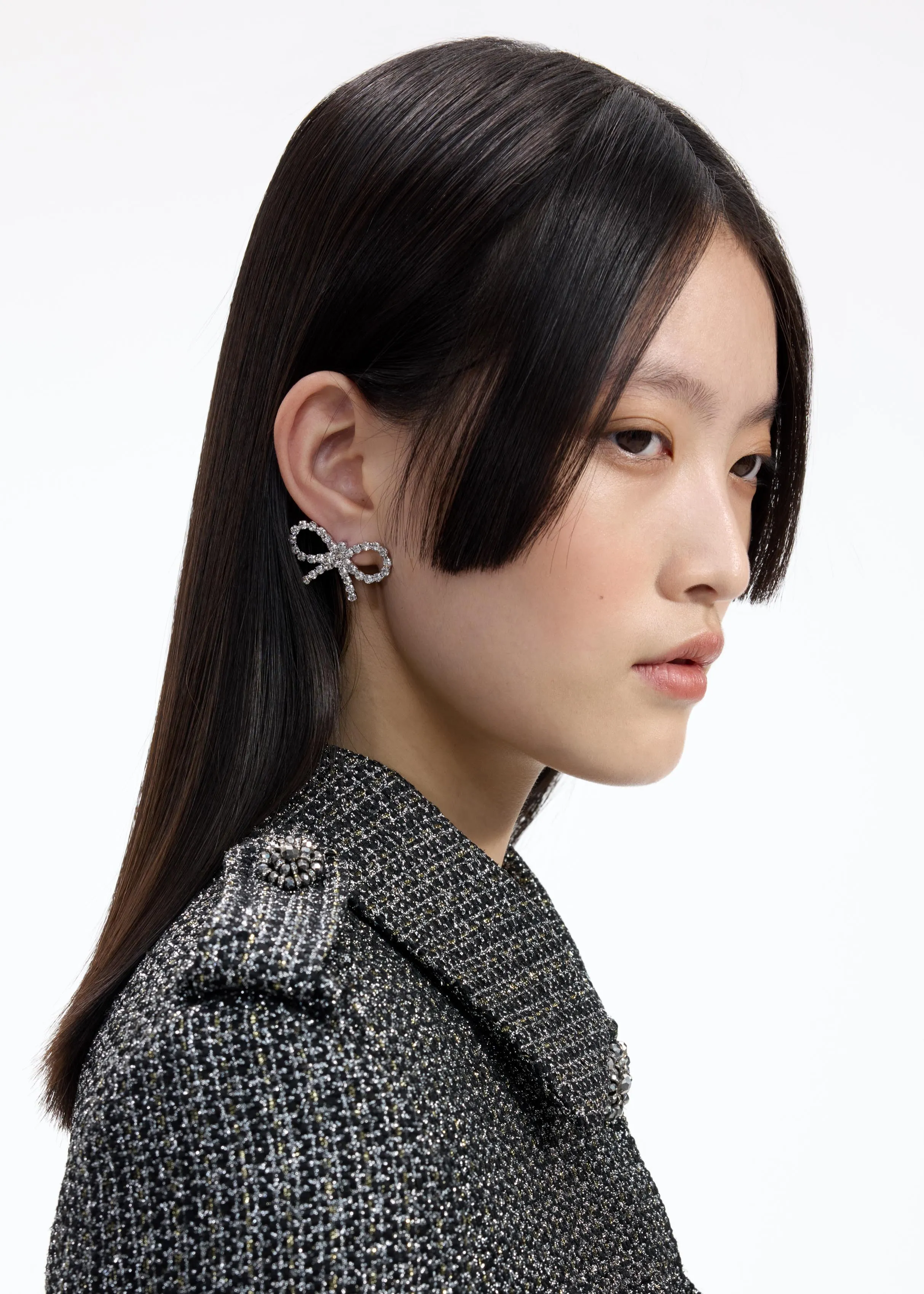 Mini Bow Crystal Earrings Self Portrait