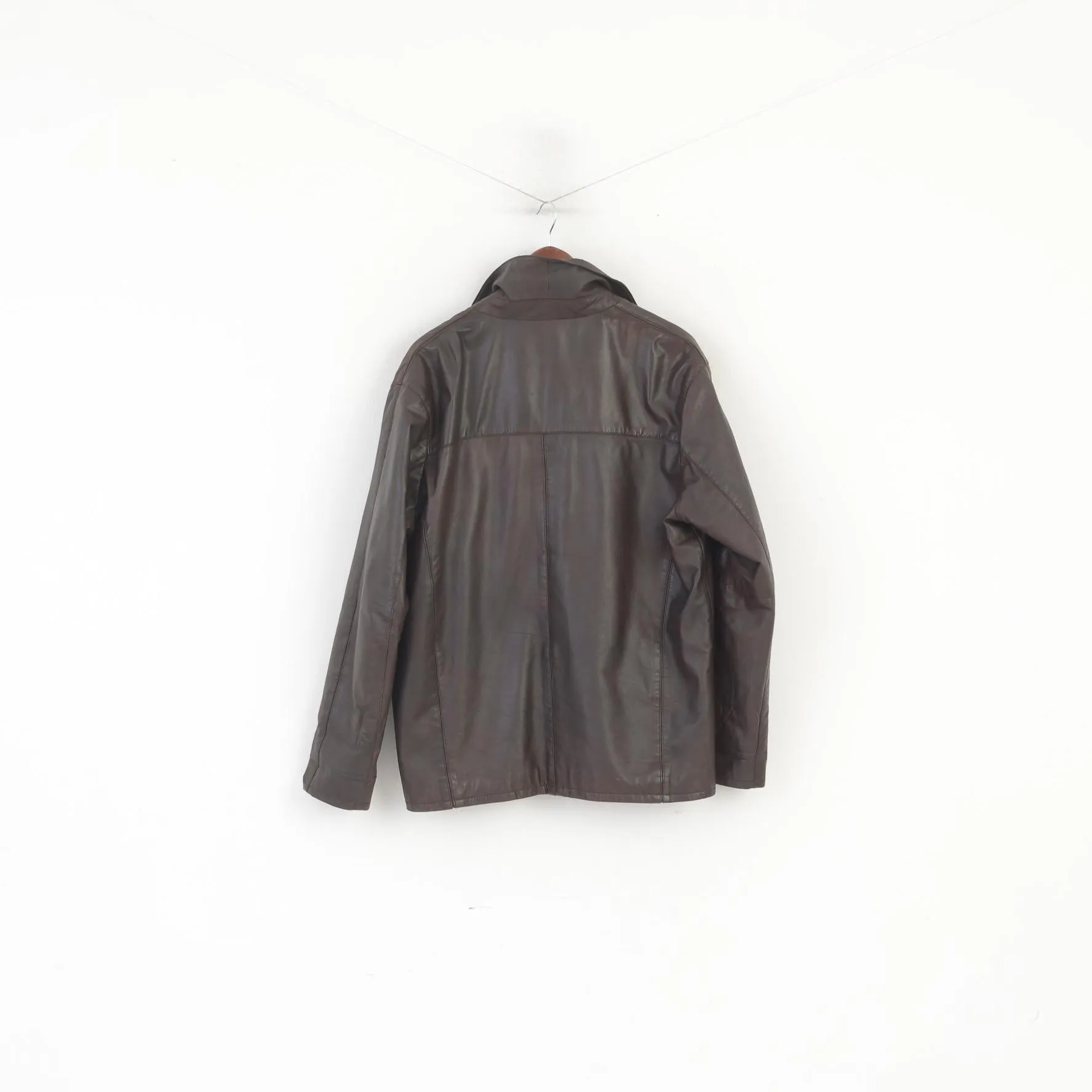 Montana Norway Men 52 L Jacket Brown Leather Soft Classic Full Zip Biker Top