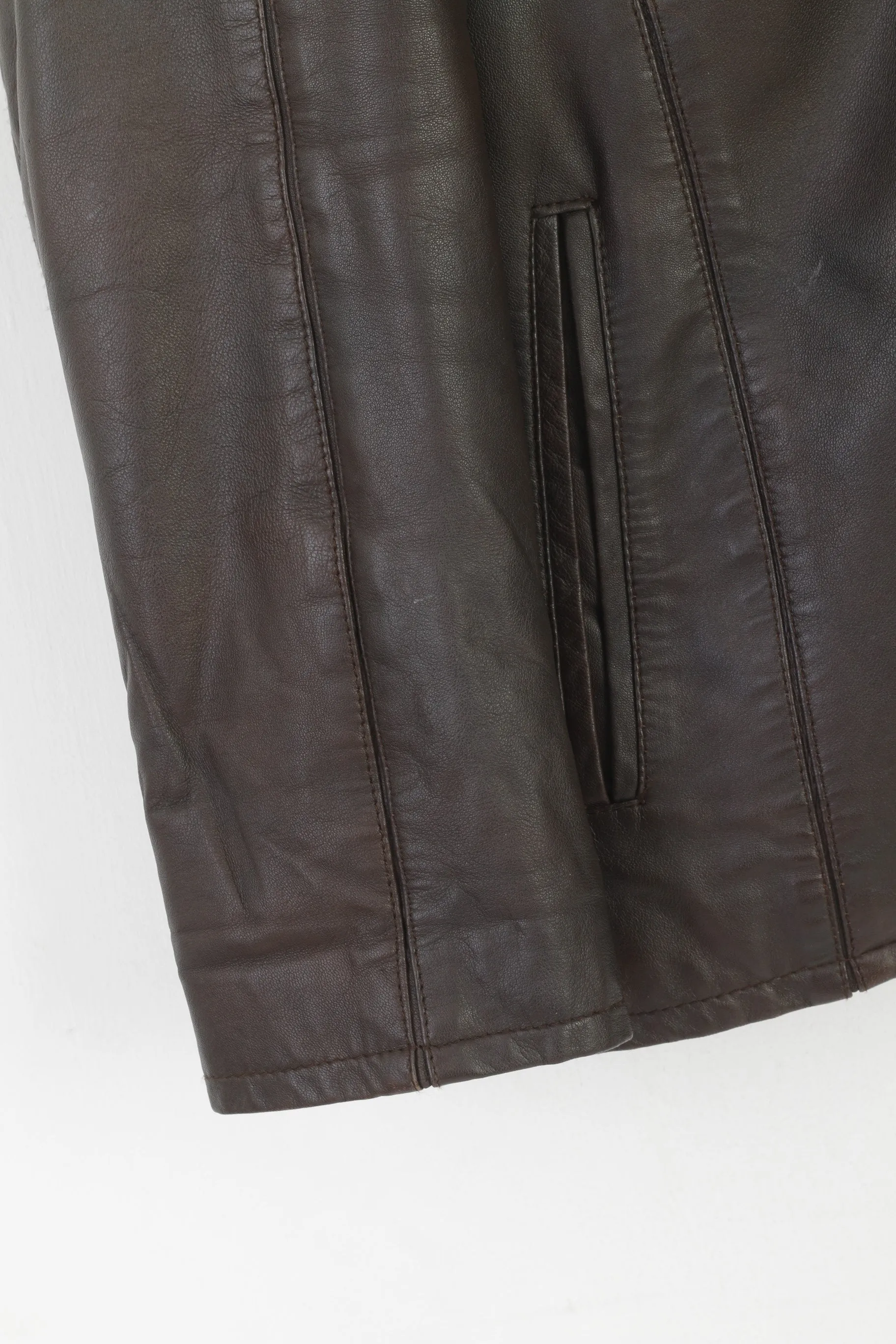 Montana Norway Men 52 L Jacket Brown Leather Soft Classic Full Zip Biker Top