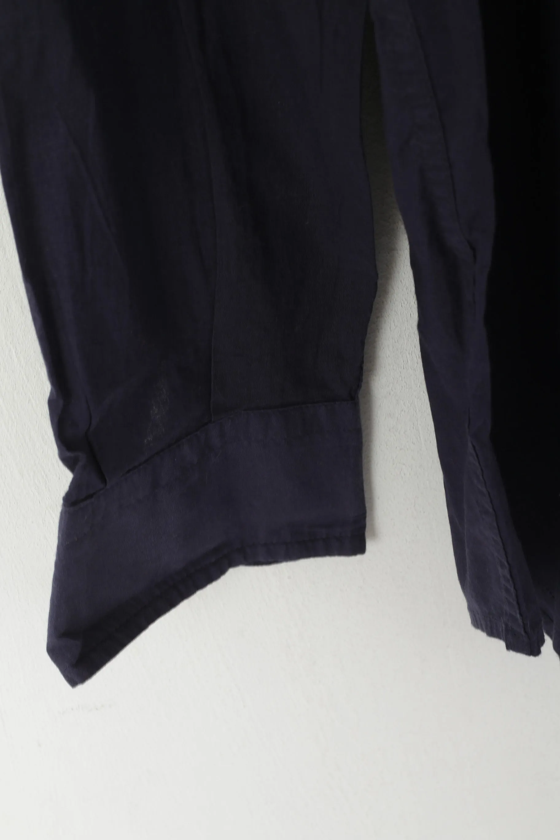 Moschino Jeans Men M Casual Shirt Navy Cotton Emroidered Back Long Sleeve Top