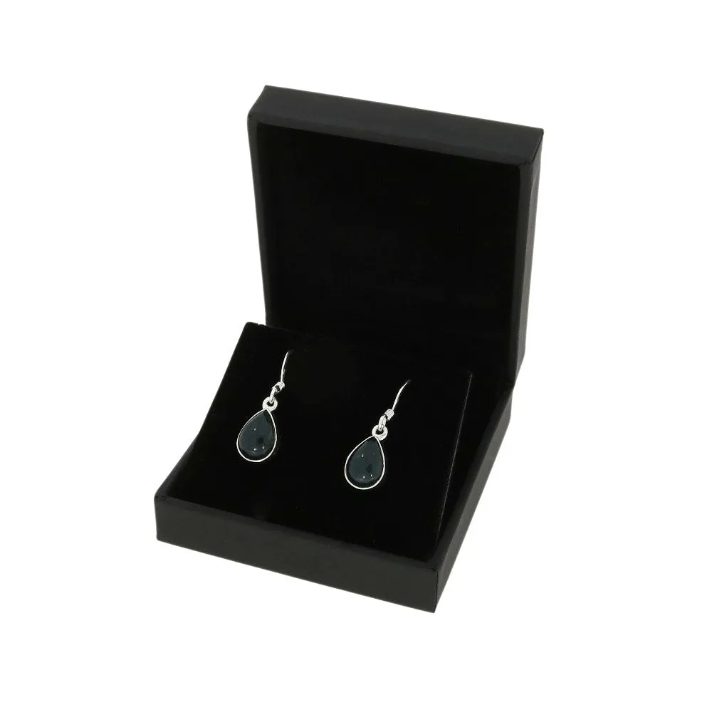 Moss Agate Sterling Silver Teardrop Drop Earrings