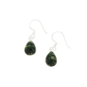 Moss Agate Sterling Silver Teardrop Drop Earrings
