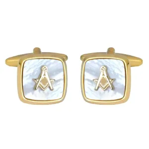Mother Of Pearl Gold Plated Masonic Cufflinks 902820