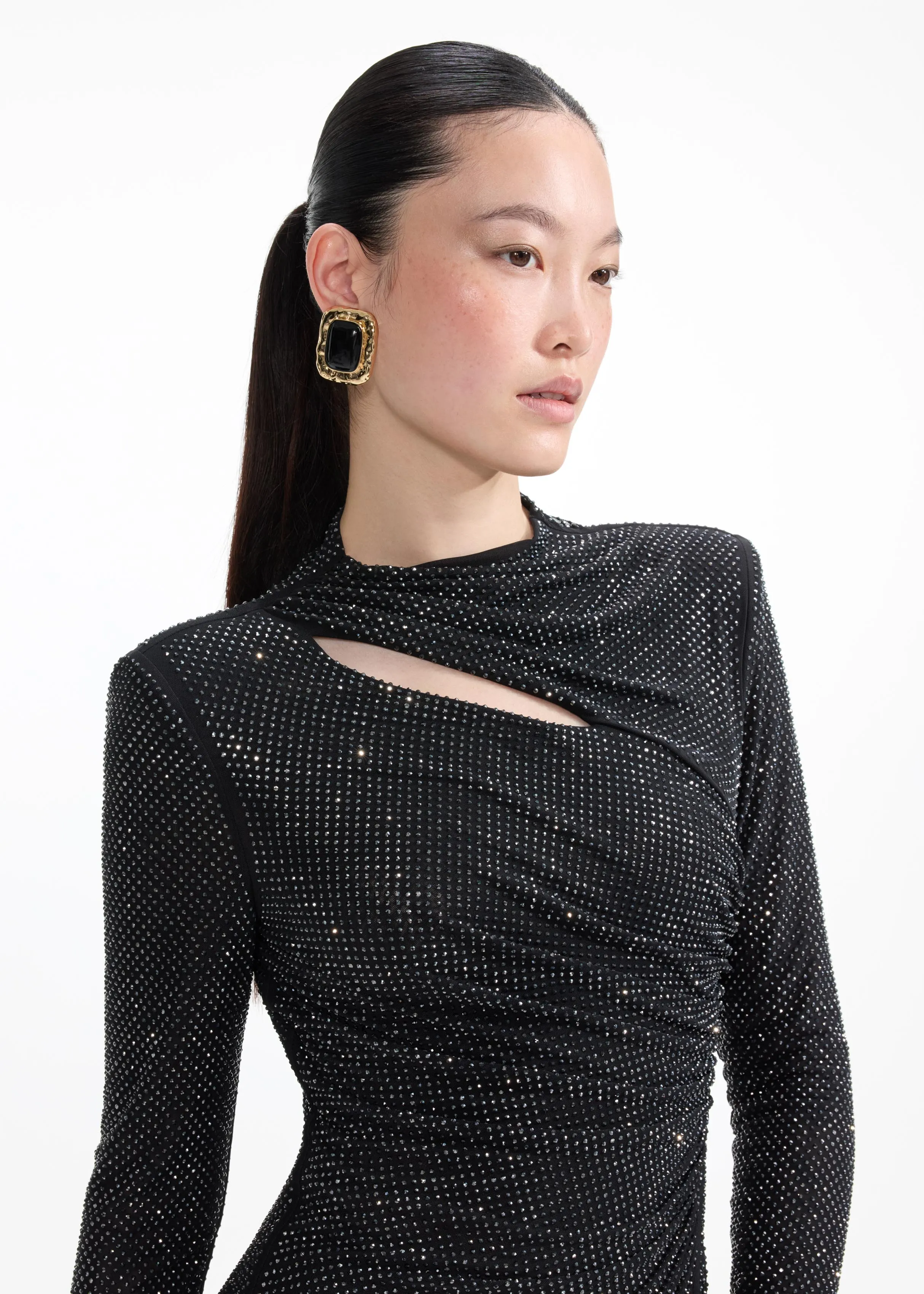 Mottled Gold Black Earrings Self Portrait