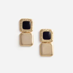 Mottled Gold Black Tiered Earrings Self Portrait