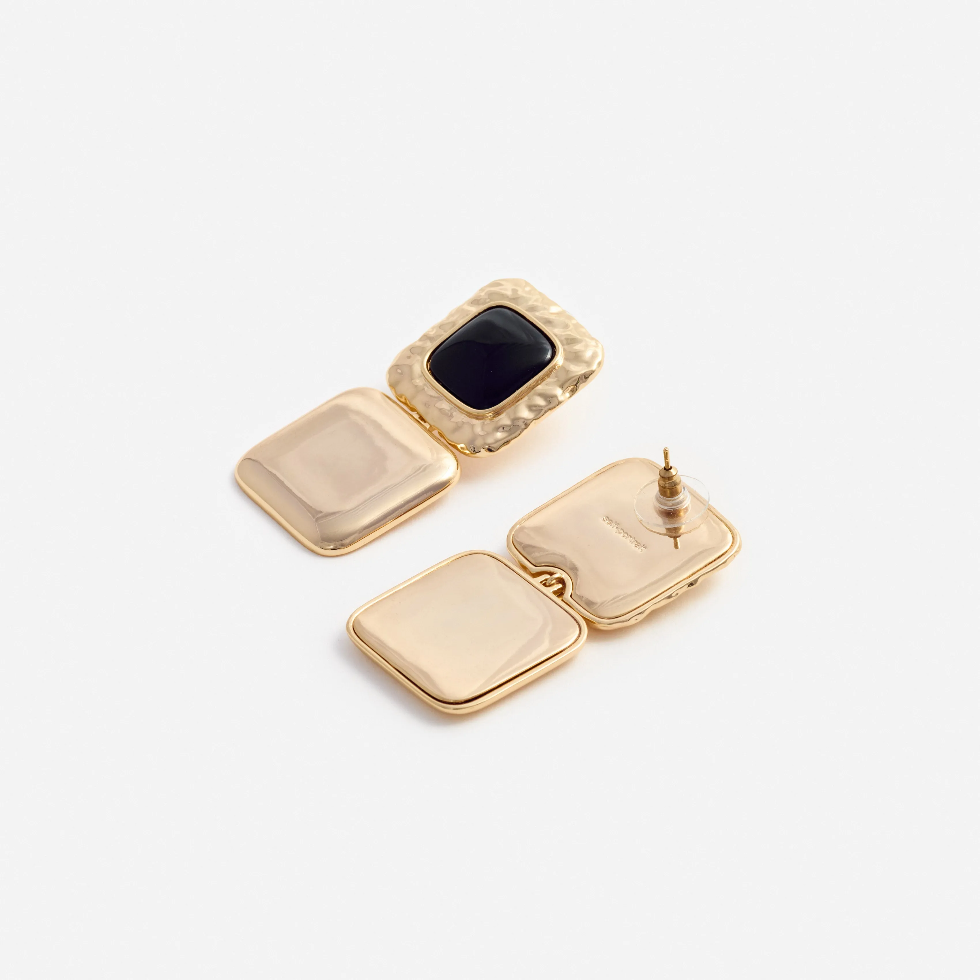 Mottled Gold Black Tiered Earrings Self Portrait