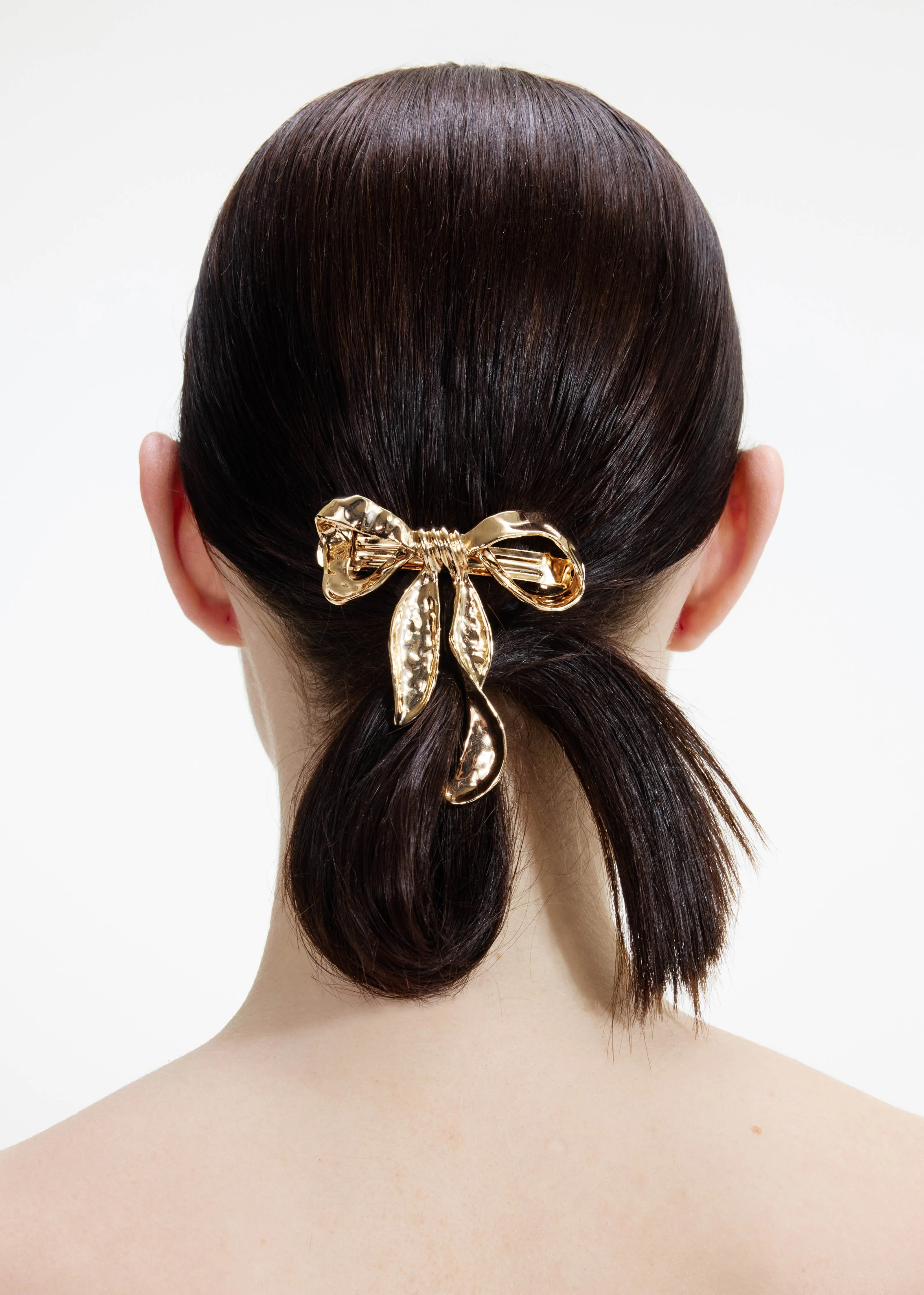 Mottled Gold Bow Hairclip Self Portrait