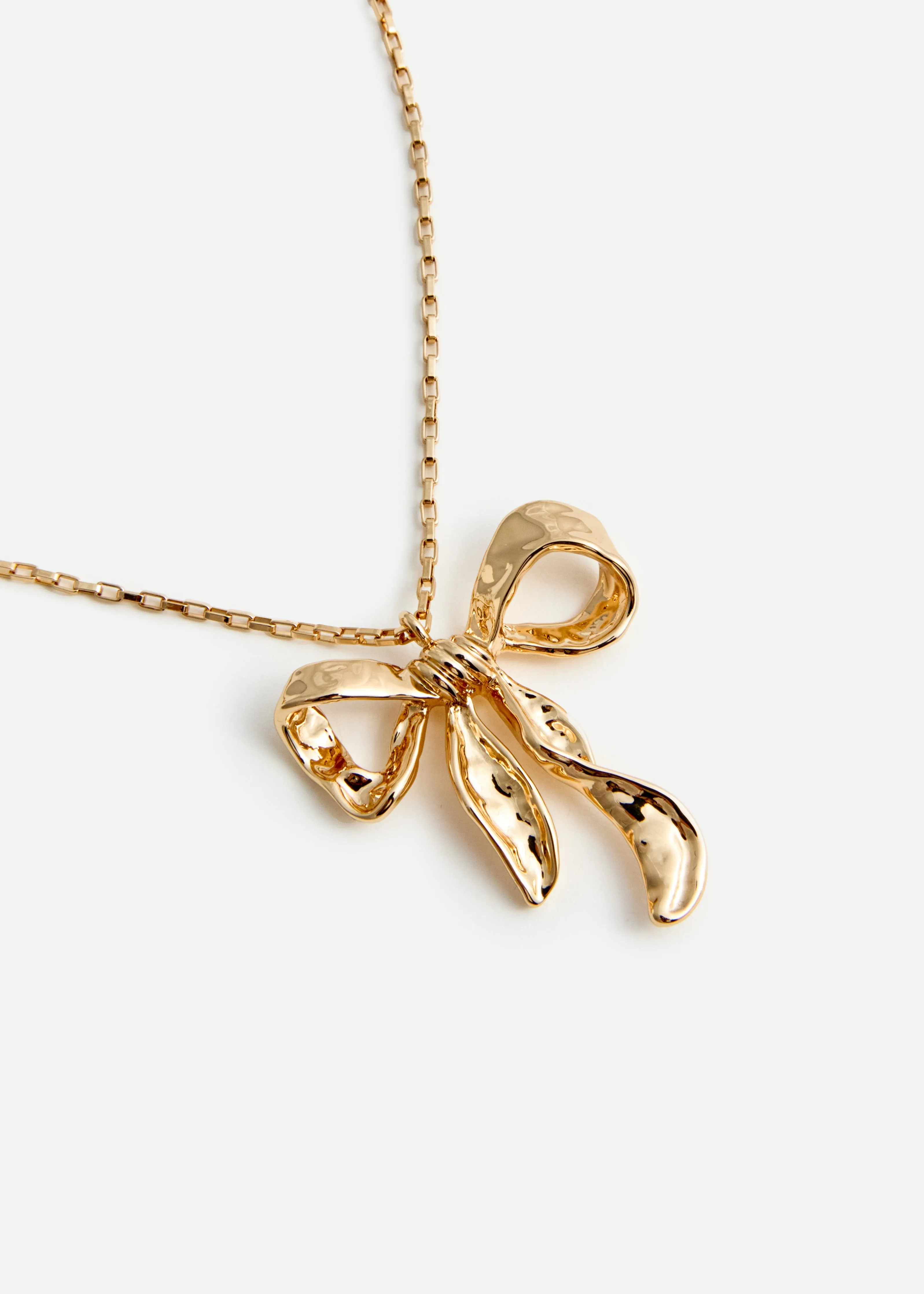 Mottled Gold Bow Pendant Necklace Self Portrait