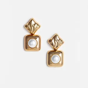 Mottled Gold Pearl Tiered Earrings Self Portrait