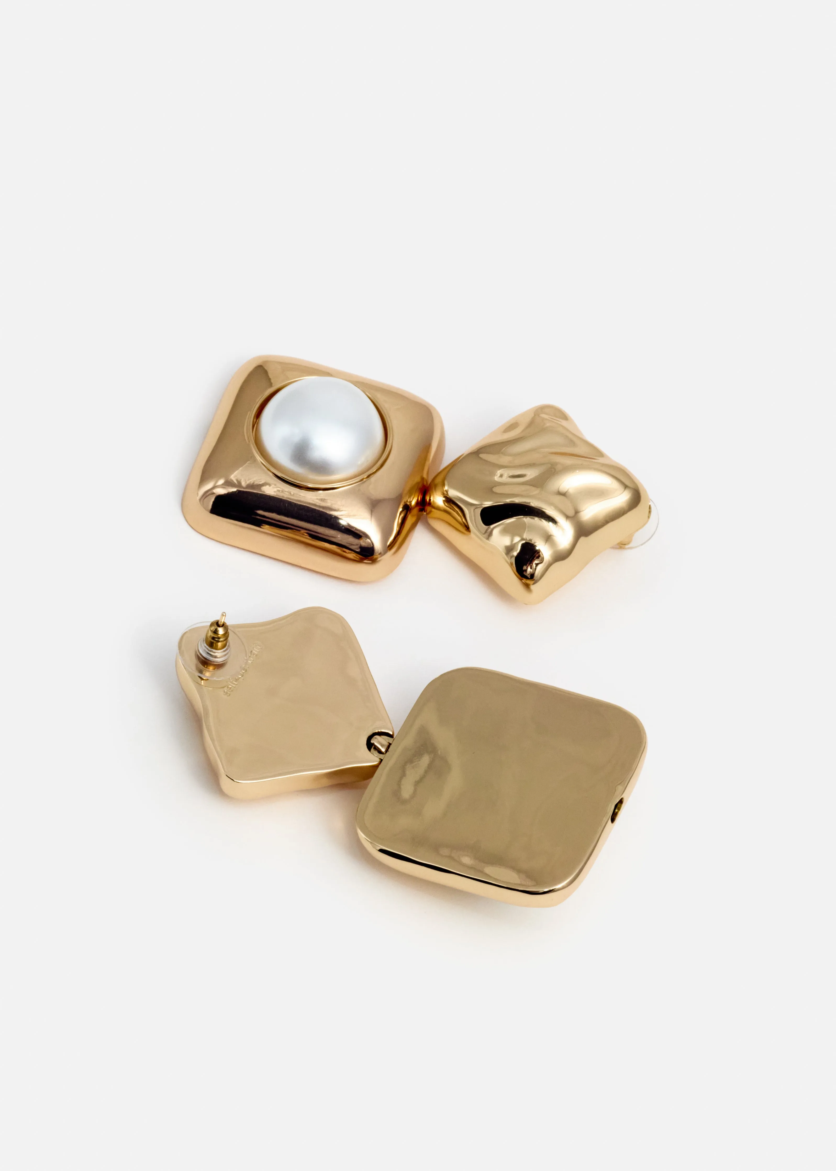 Mottled Gold Pearl Tiered Earrings Self Portrait
