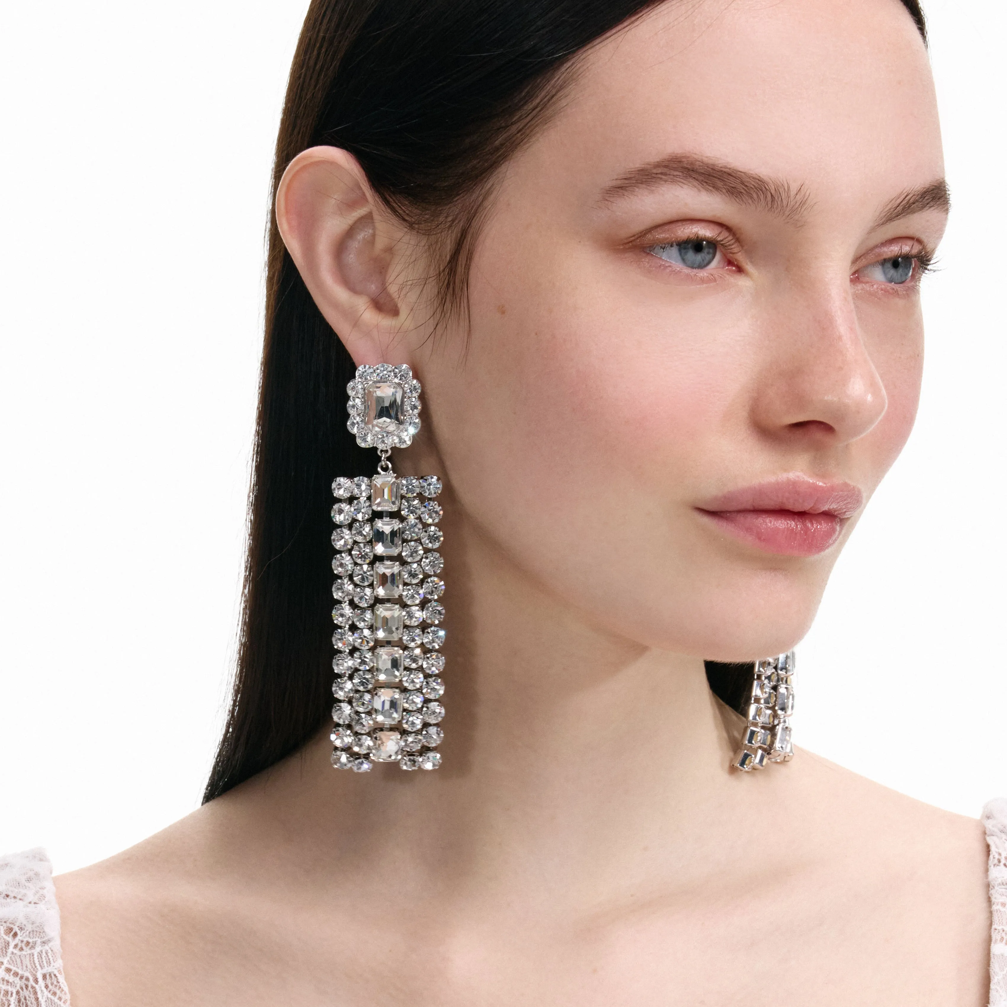 Multi Crystal Droplet Earrings Self Portrait