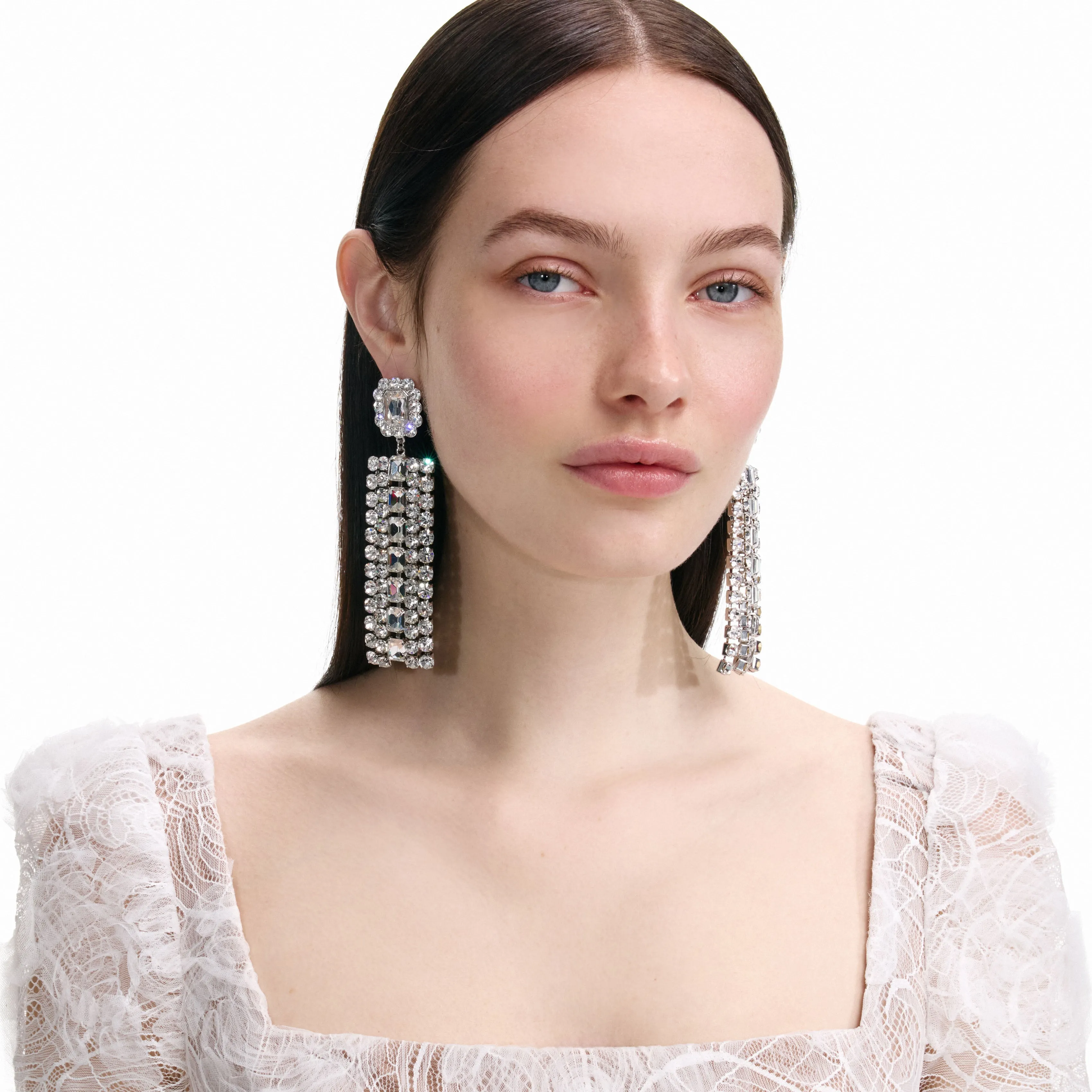 Multi Crystal Droplet Earrings Self Portrait