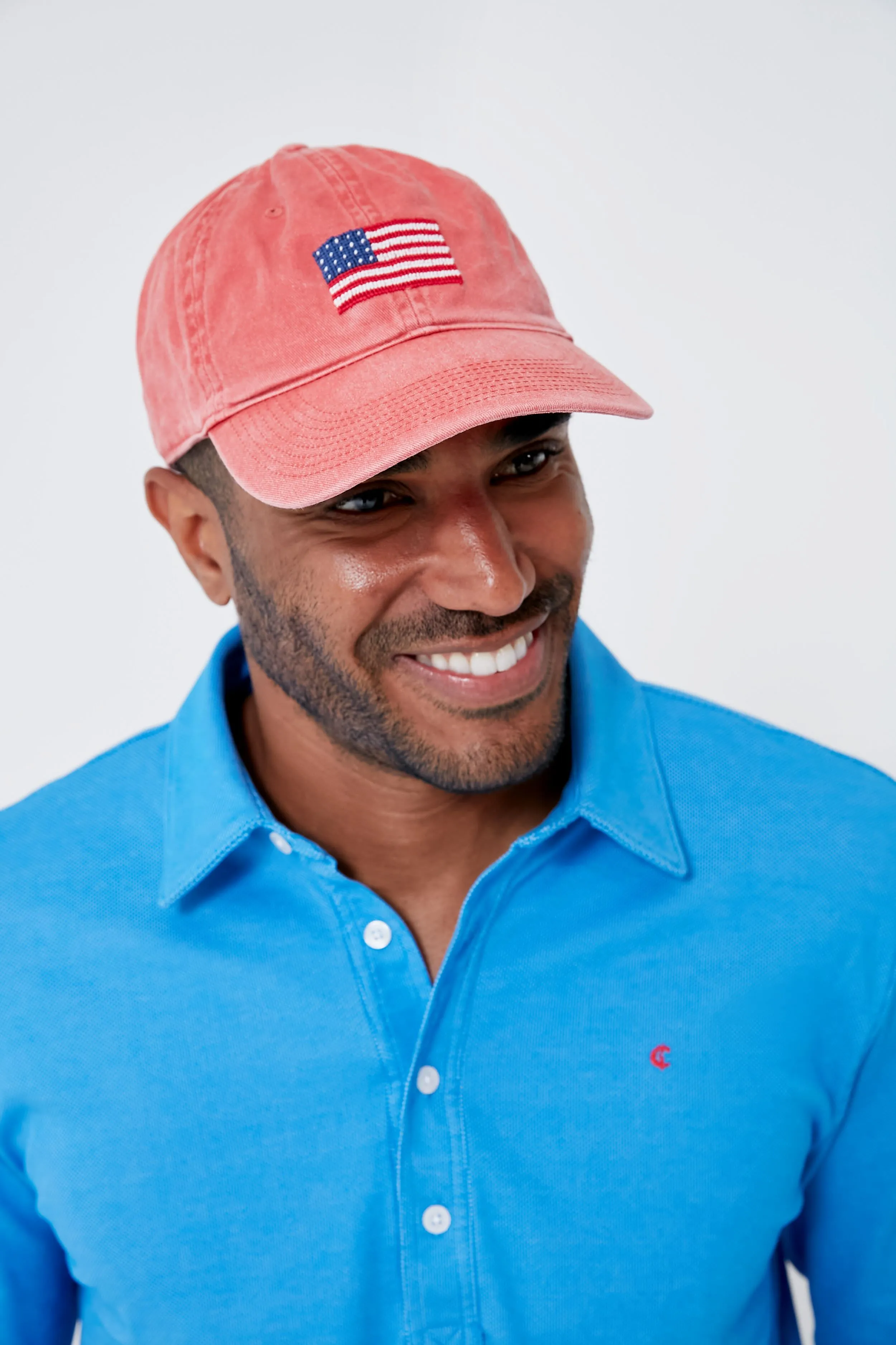 Nantucket Red American Flag Needlepoint Hat