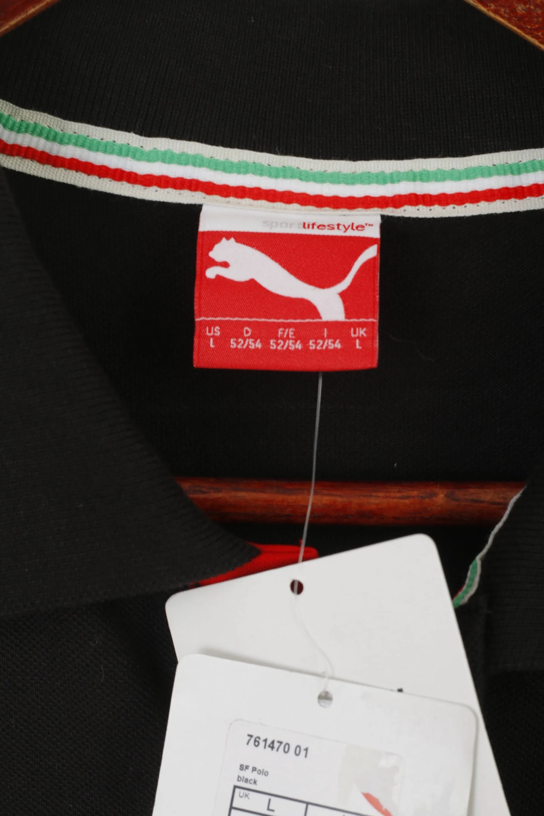 New Puma Men L Polo Shirt Black Cotton Ferrari Licensed Scuderia Sport Top