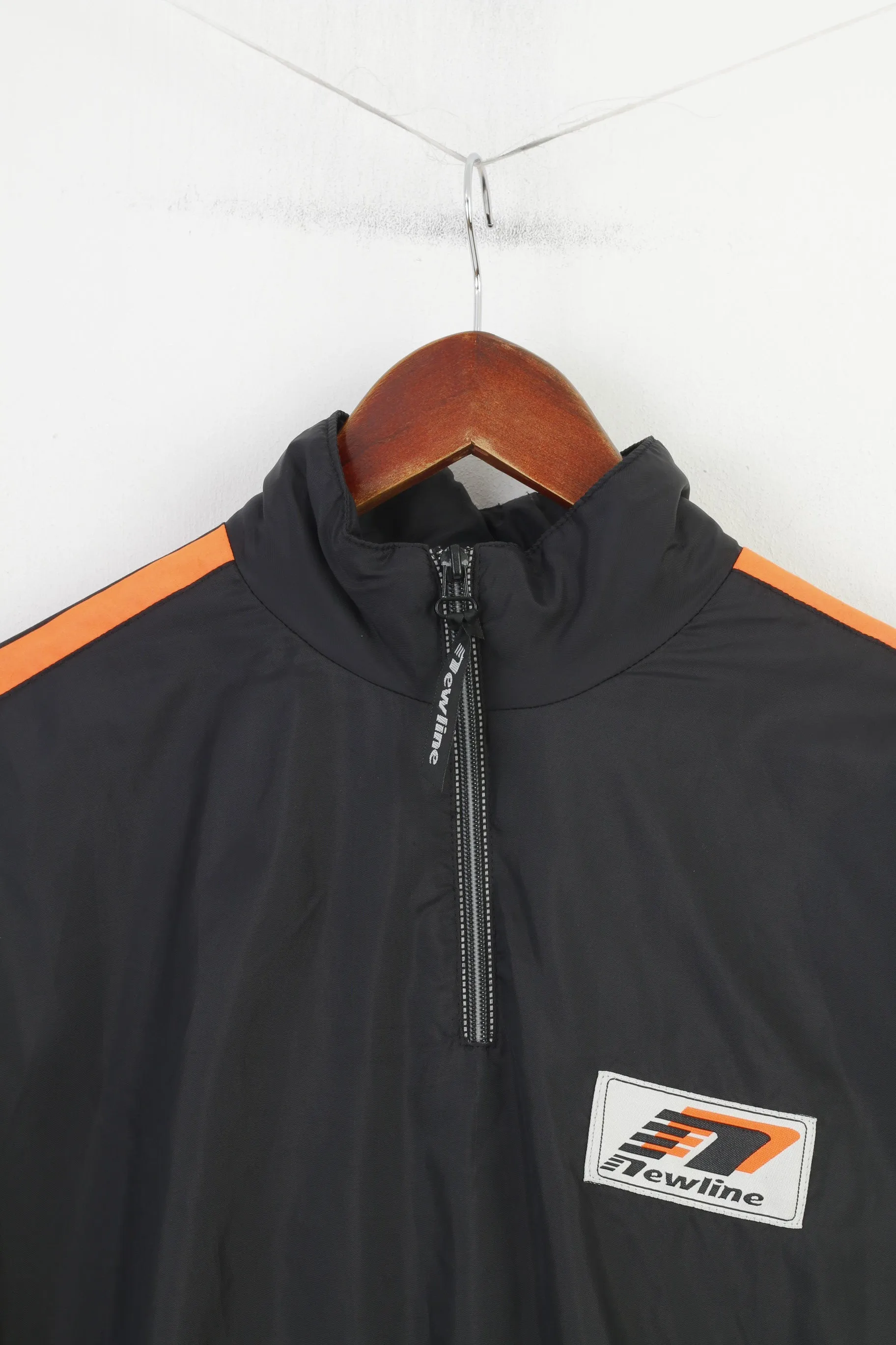 Newline Men S Jacket Black Run Performance Wear Nylon Sport Zip Neck Top