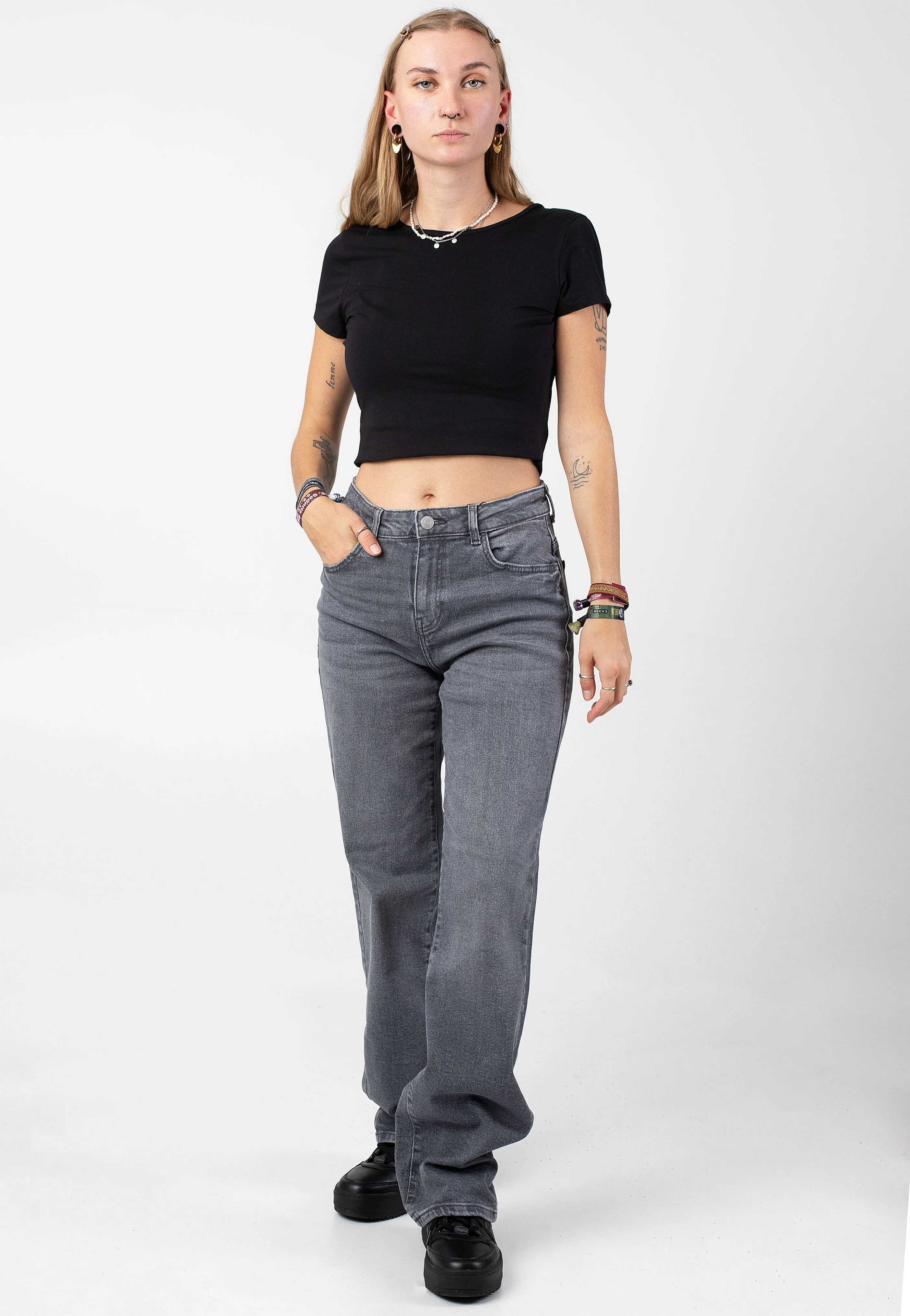 Noisy May - Yolanda Dark Grey Denim Grey - Jeans