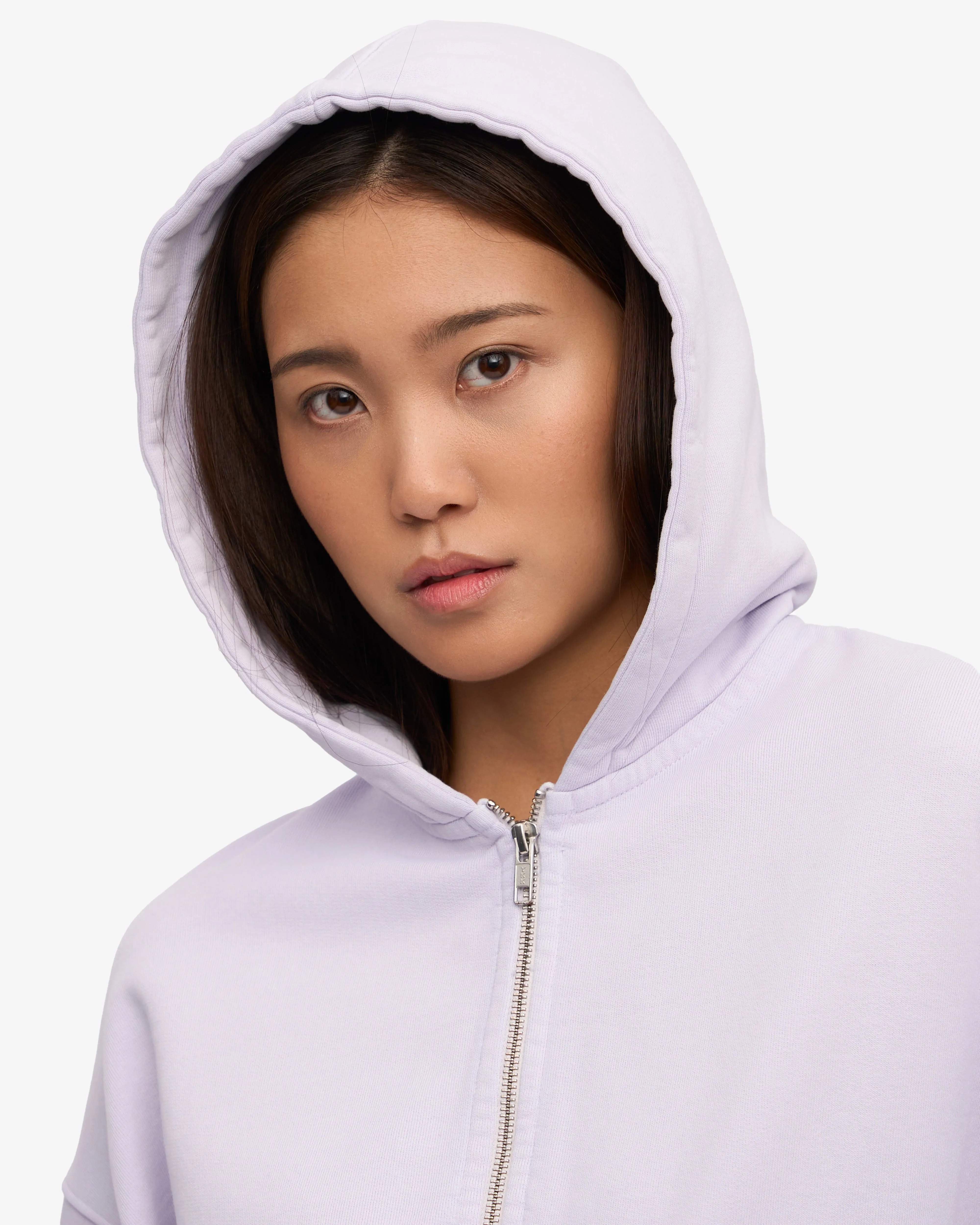 Organic Crop Zip Hood - Ivory White