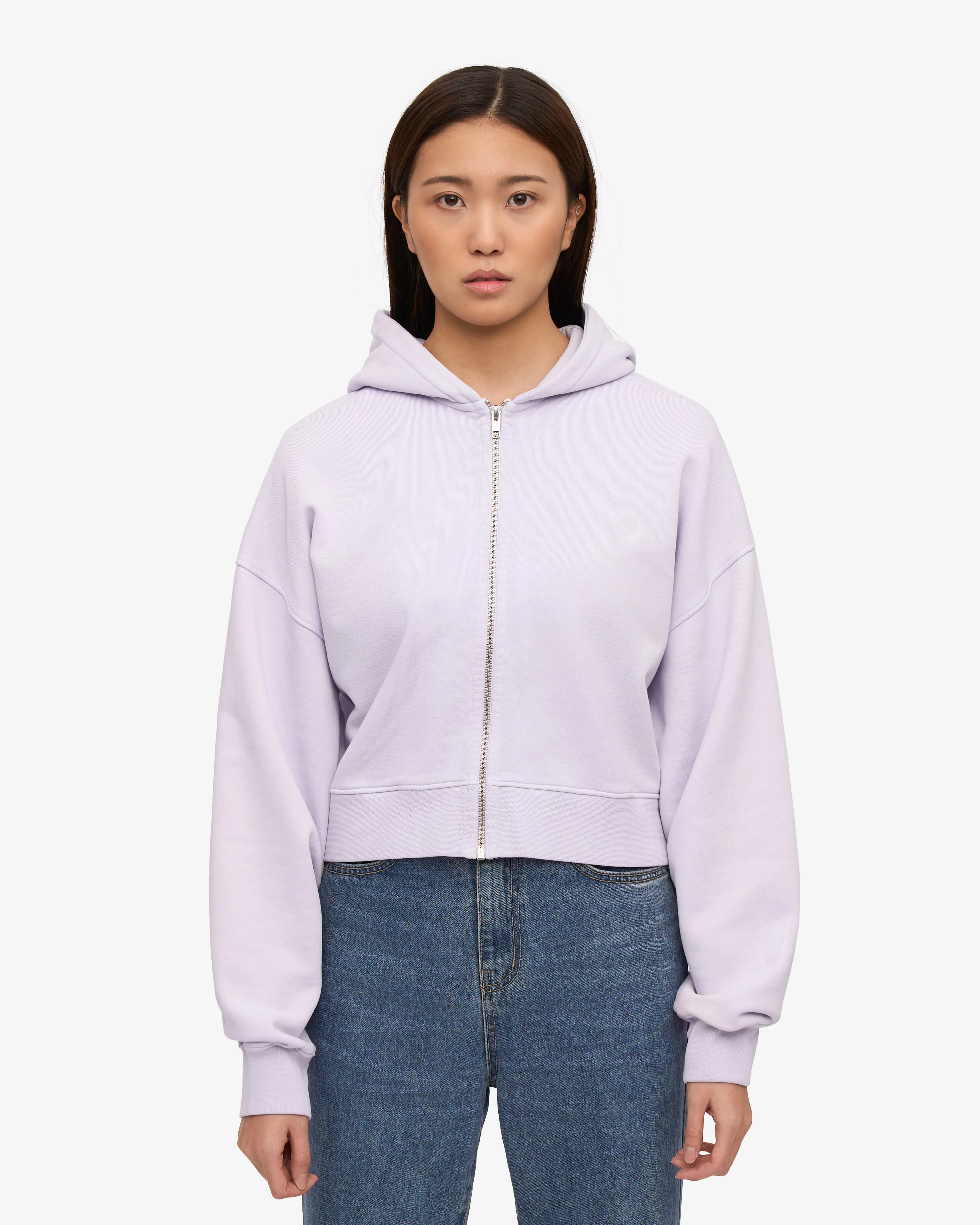 Organic Crop Zip Hood - Ivory White