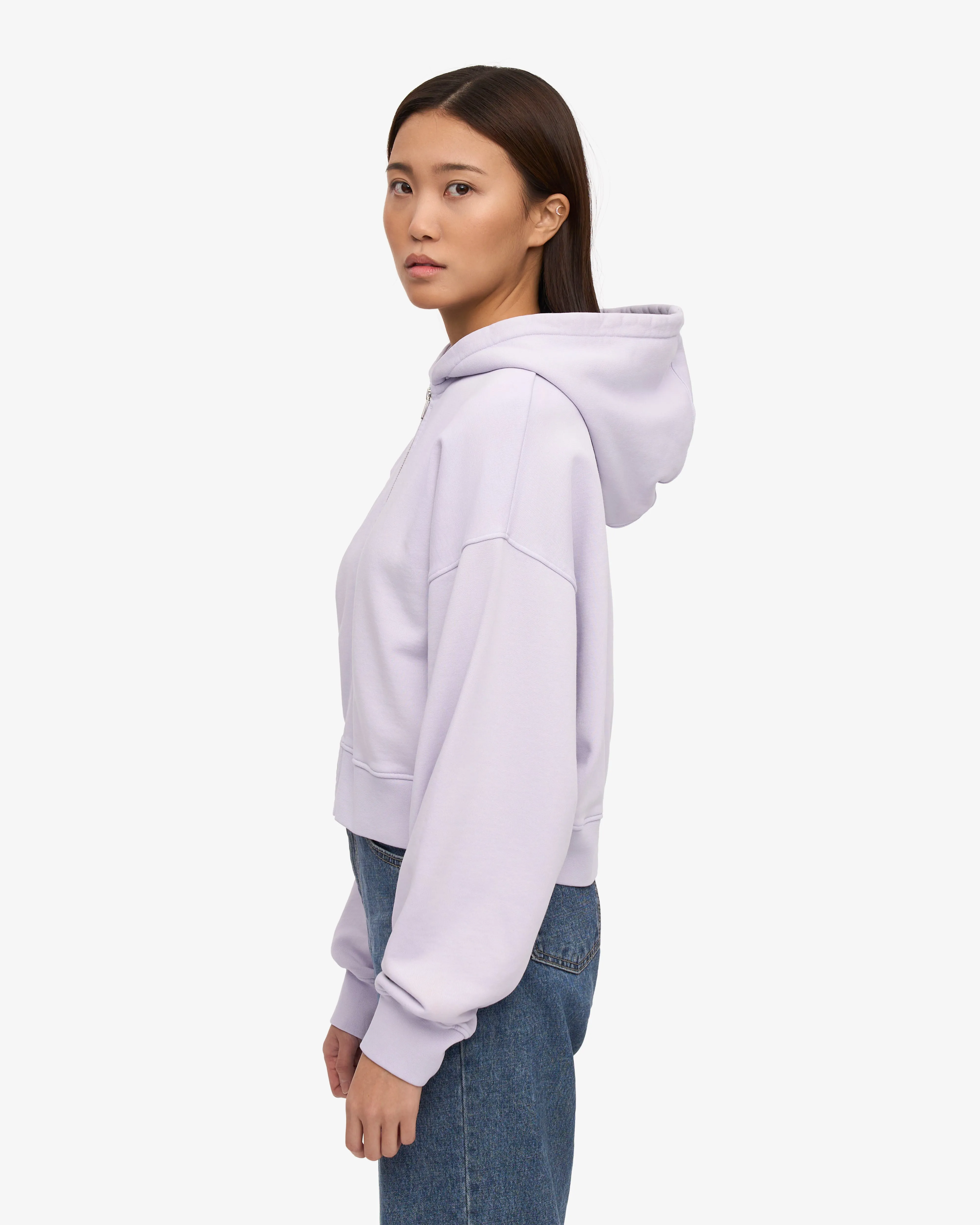 Organic Crop Zip Hood - Ivory White