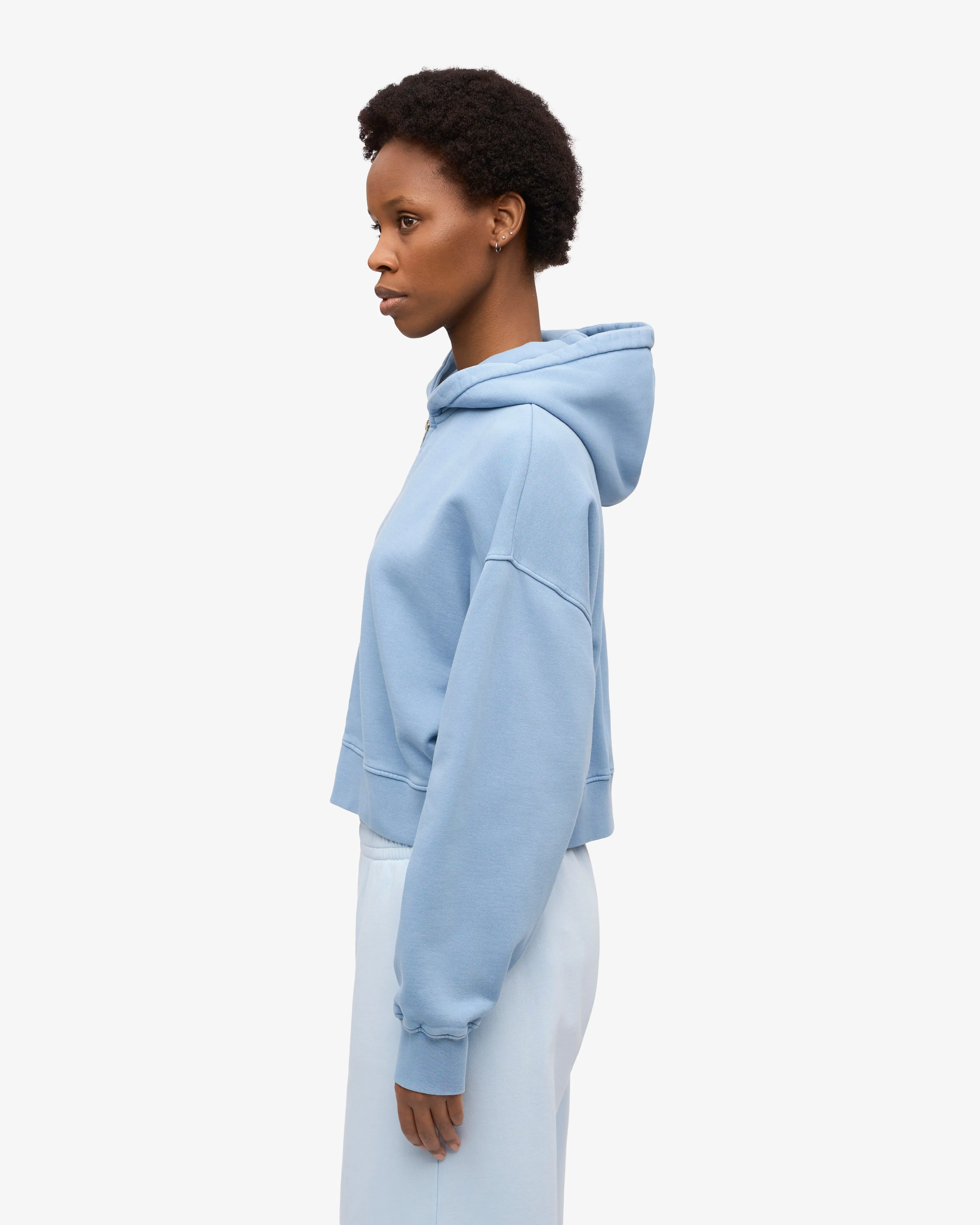 Organic Crop Zip Hood - Seaside Blue
