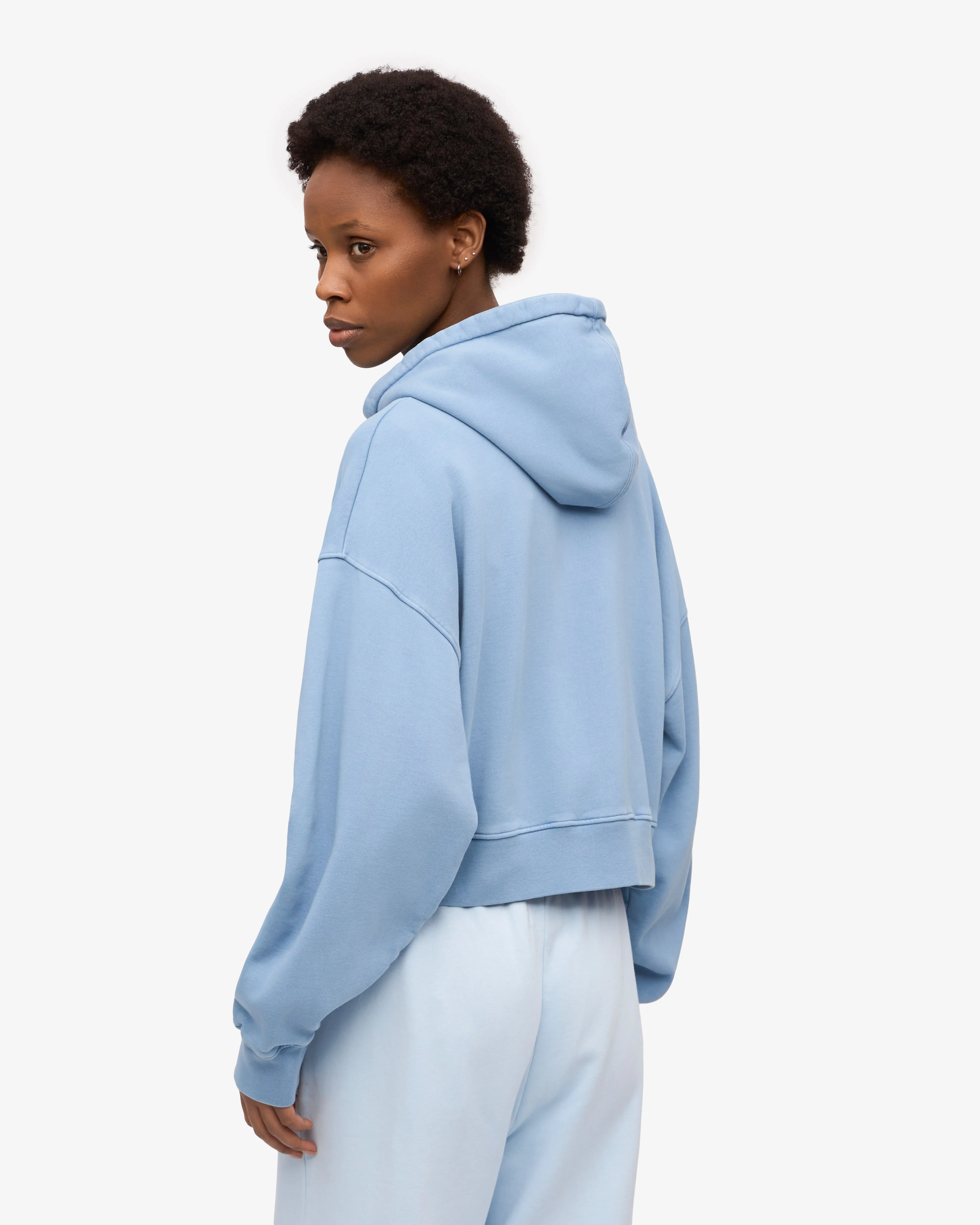 Organic Crop Zip Hood - Seaside Blue