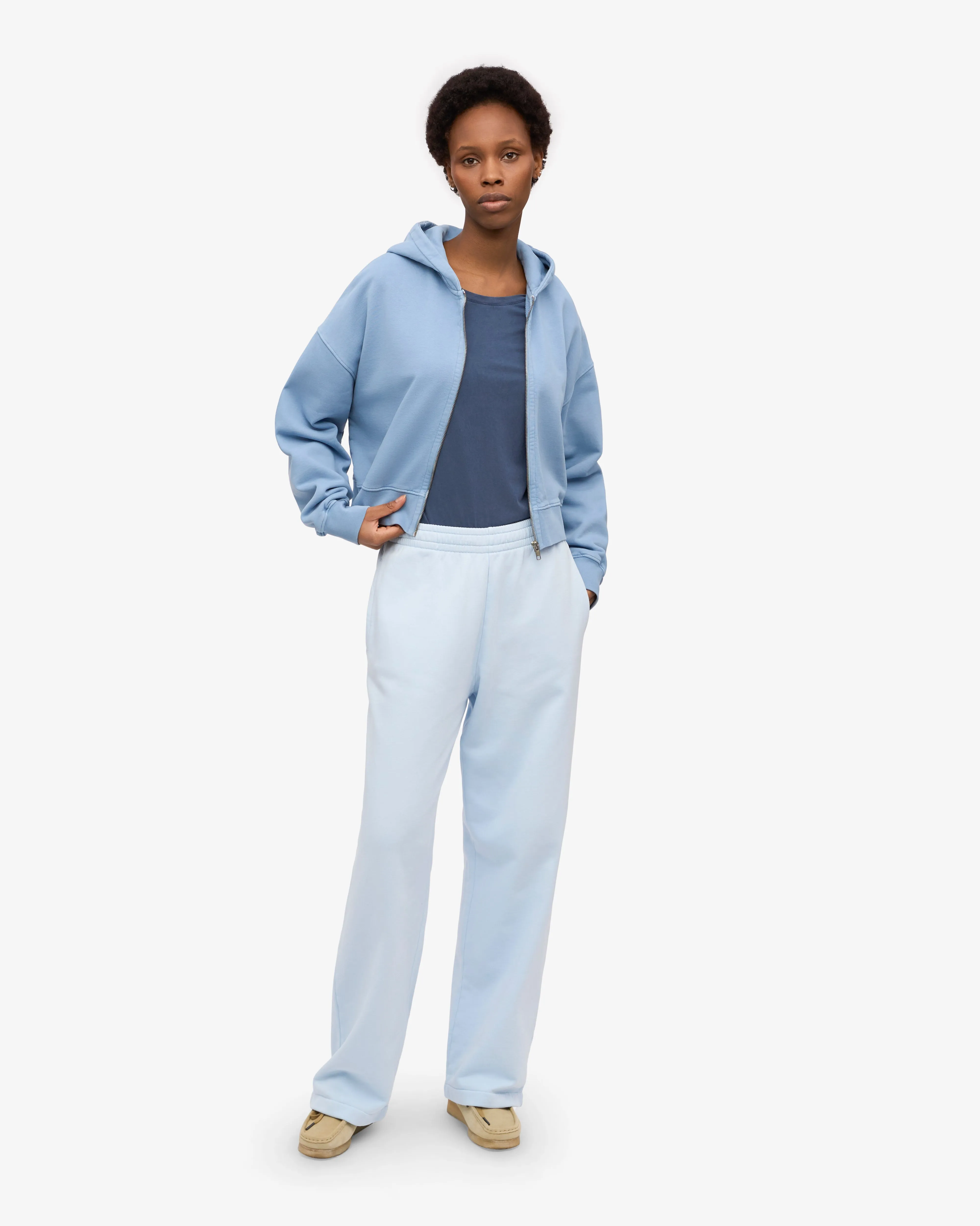 Organic Crop Zip Hood - Seaside Blue