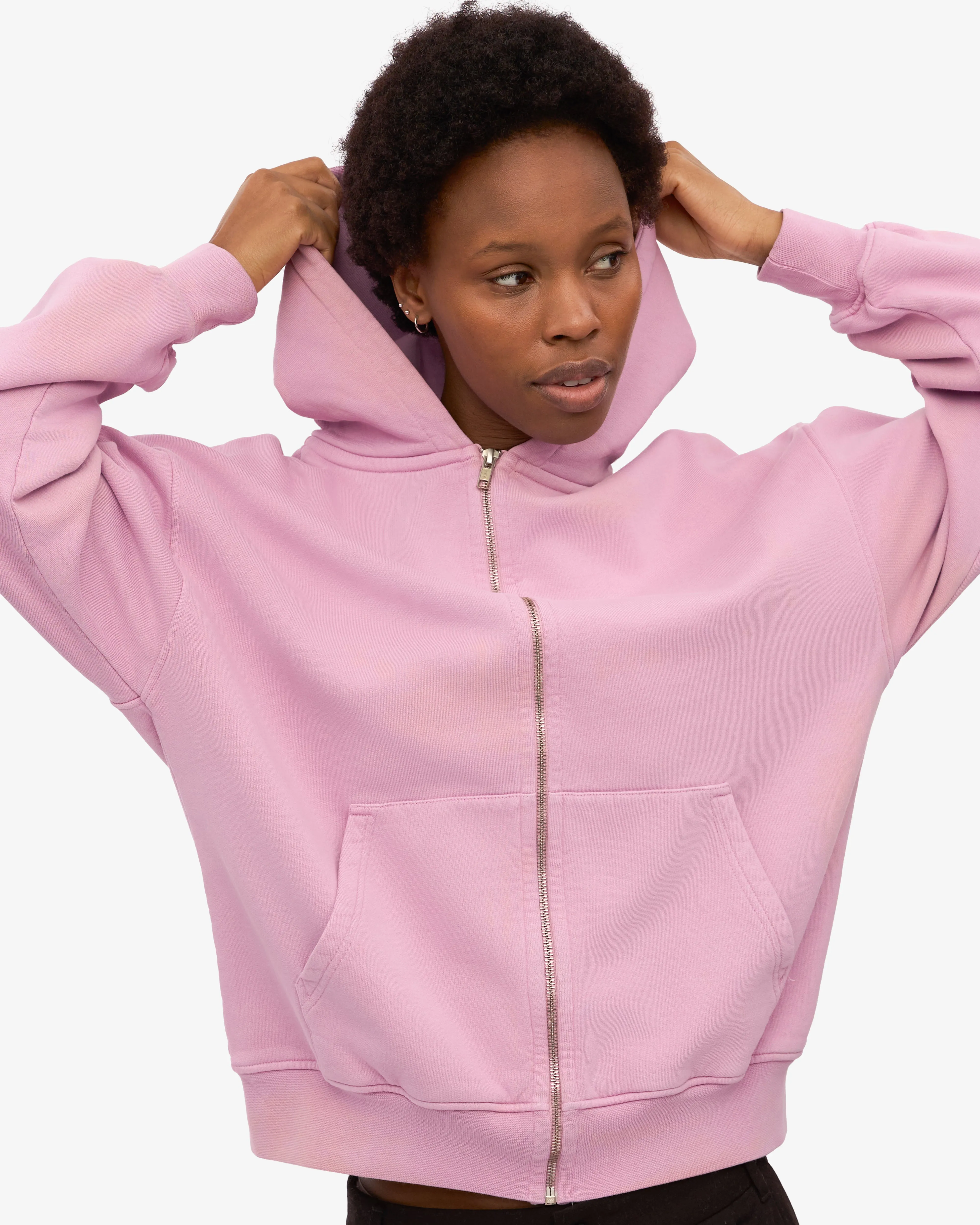 Organic Oversized Zip Hood - Cherry Blossom