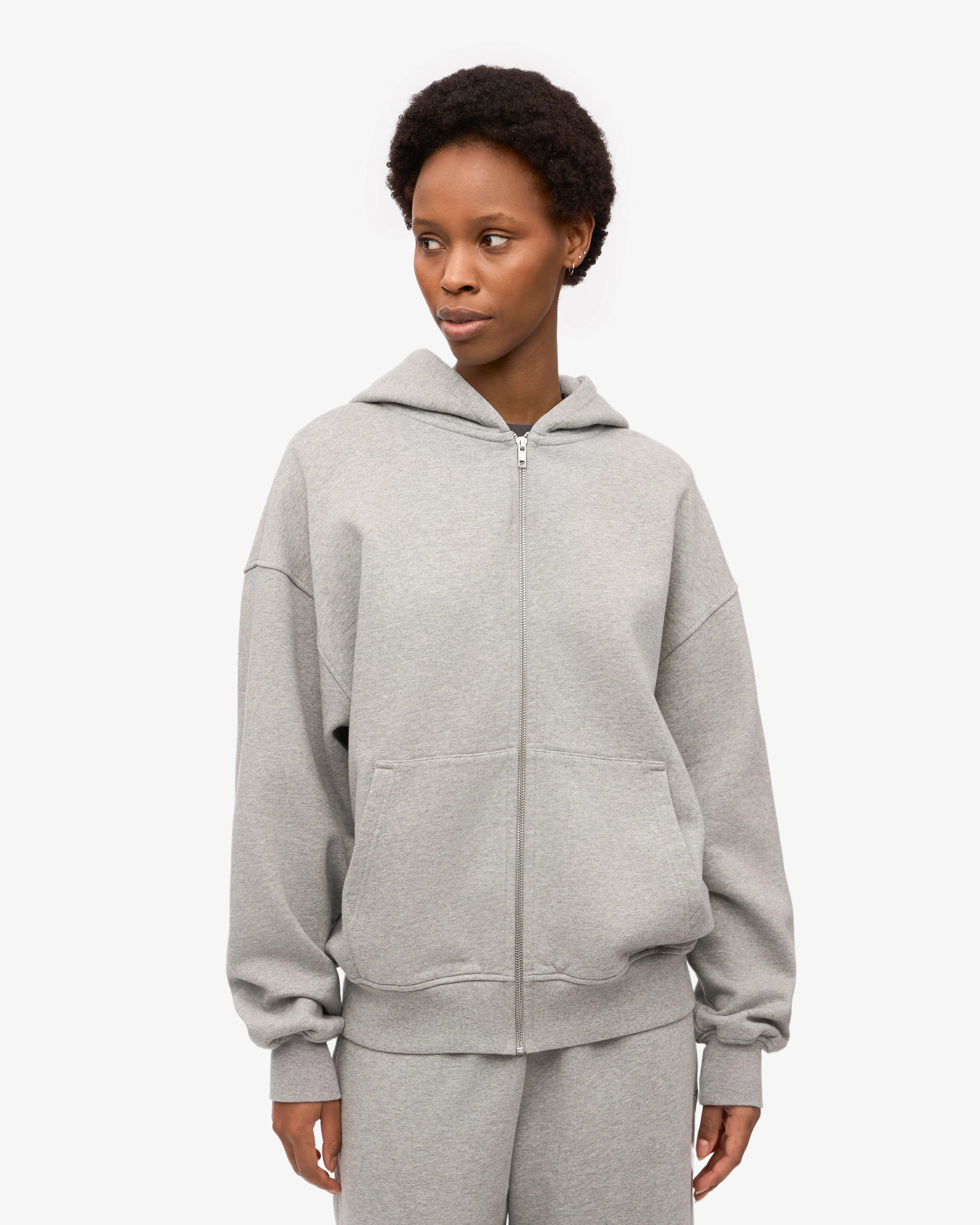 Organic Oversized Zip Hood - Soft Lavender