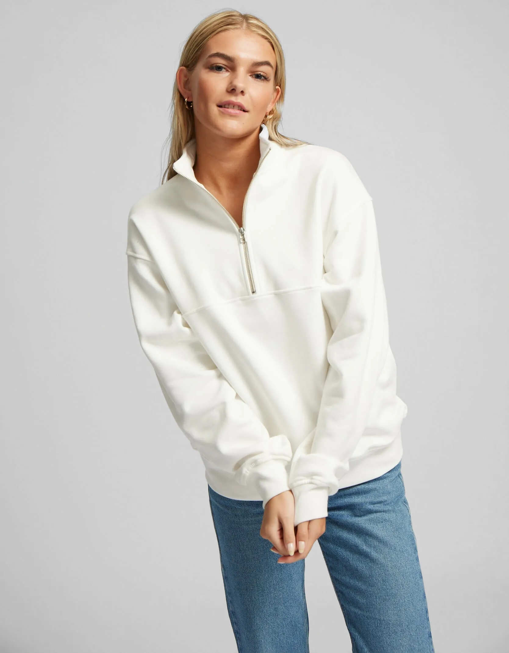 Organic Quarter Zip - Cedar Brown