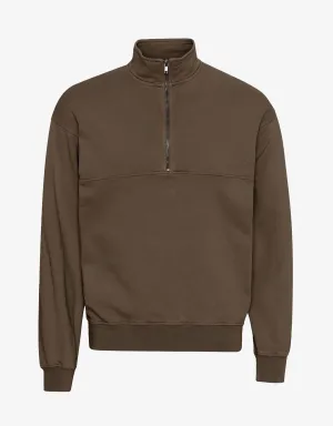 Organic Quarter Zip - Cedar Brown