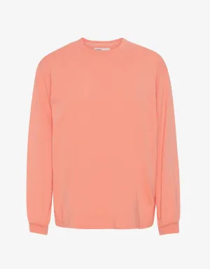 Oversized Organic LS T-shirt - Bright Coral
