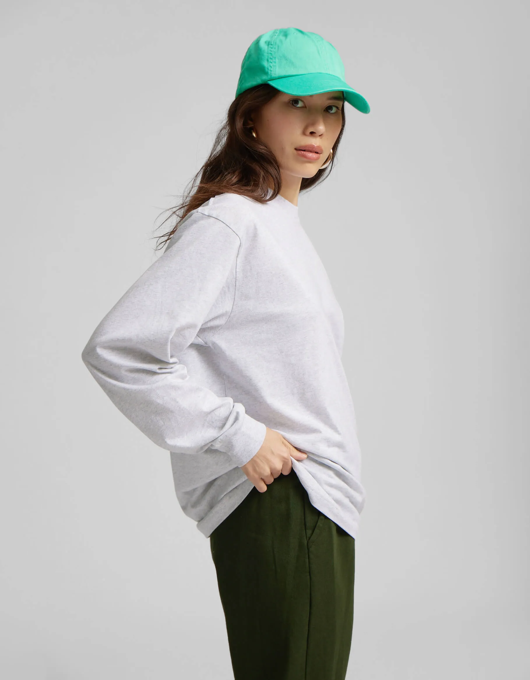Oversized Organic LS T-shirt - Dusty Olive
