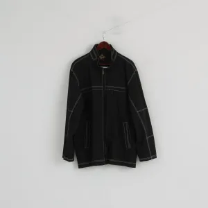 Paul & Shark Yachting Men 2XL Jacket Black Windbreaker Cotton Zip Up Classic Top