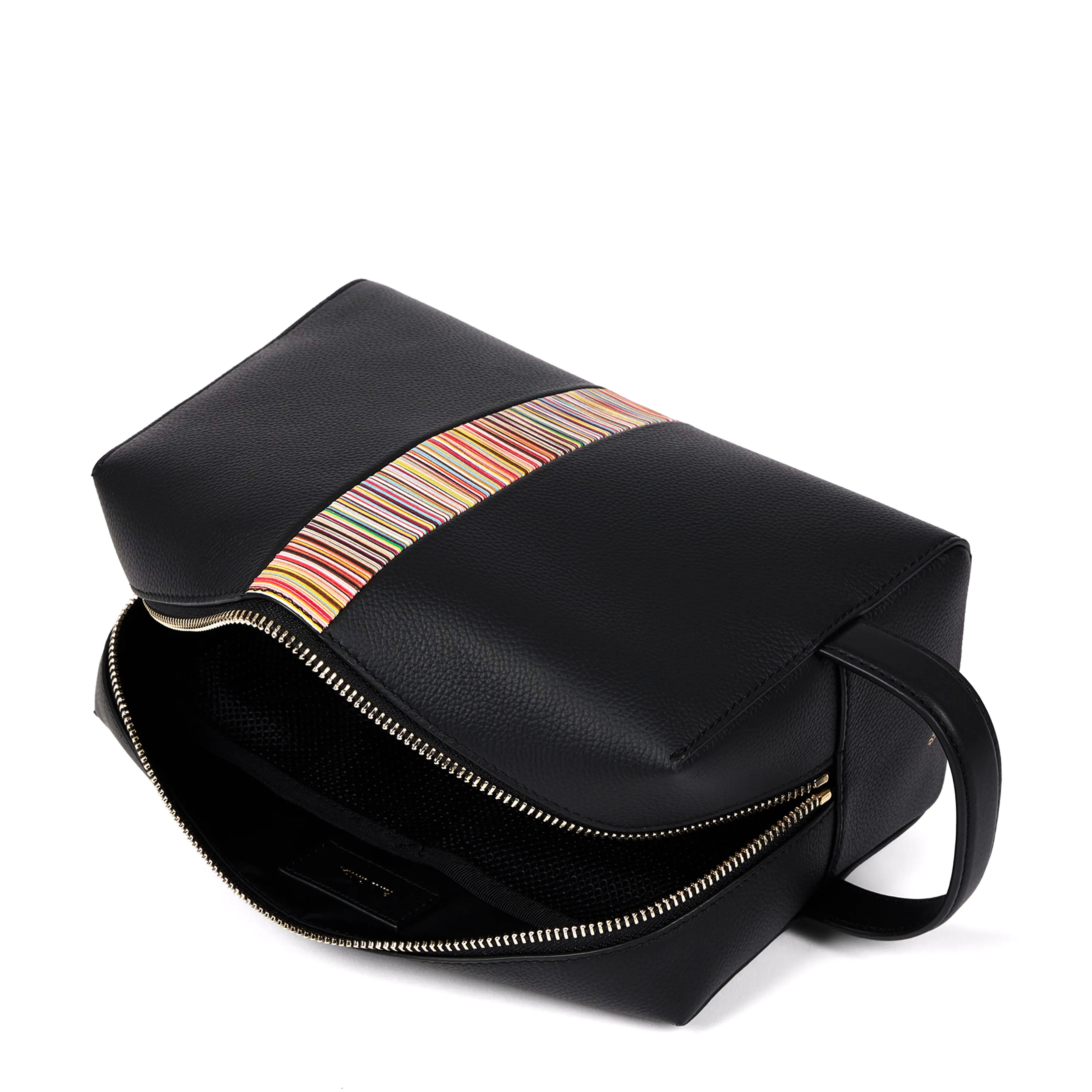 Paul Smith Leather Signature Stripe Wash Bag Black