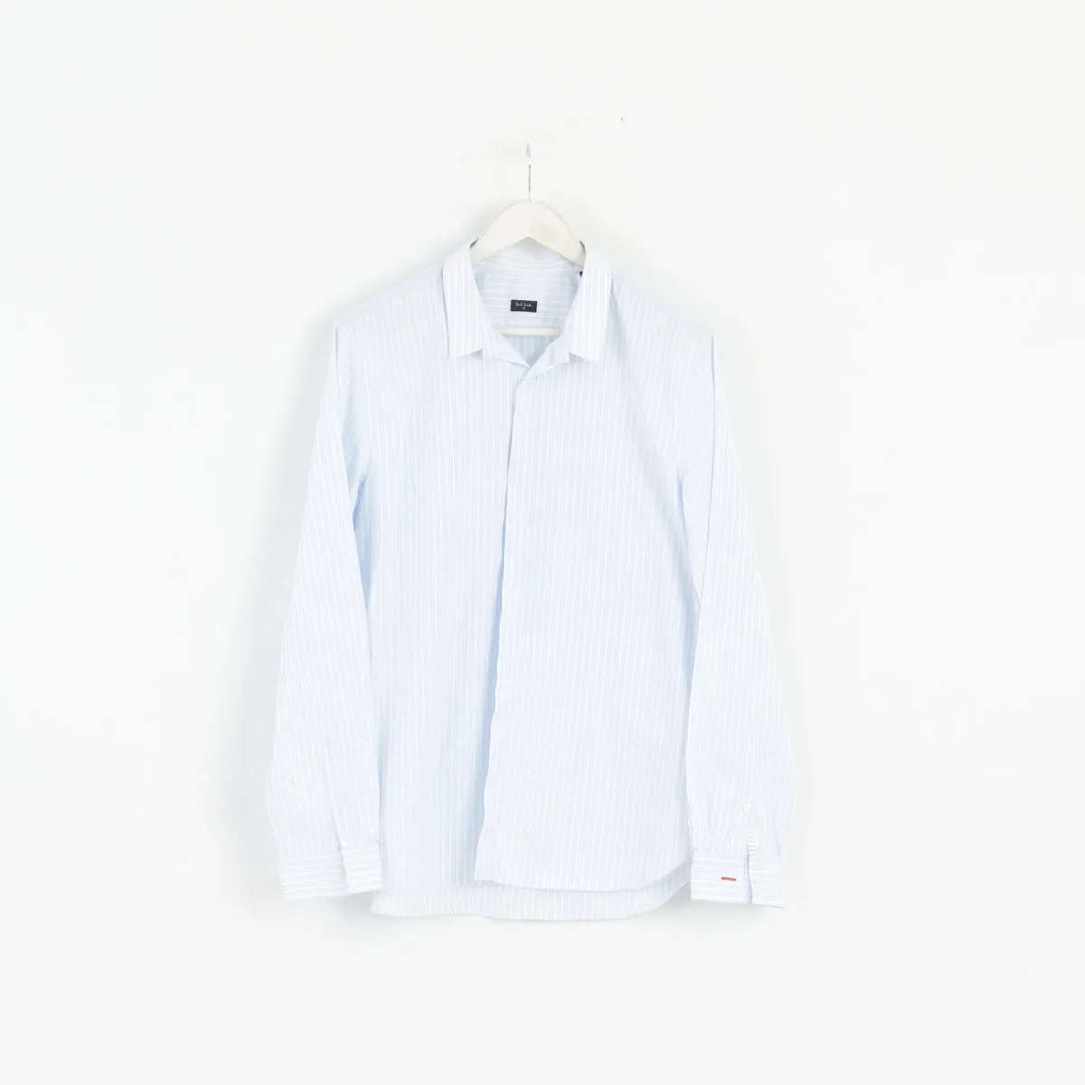 Paul Smith Men XL Casual Shirt Blue Striped Cotton Fitted Long Sleeve Top