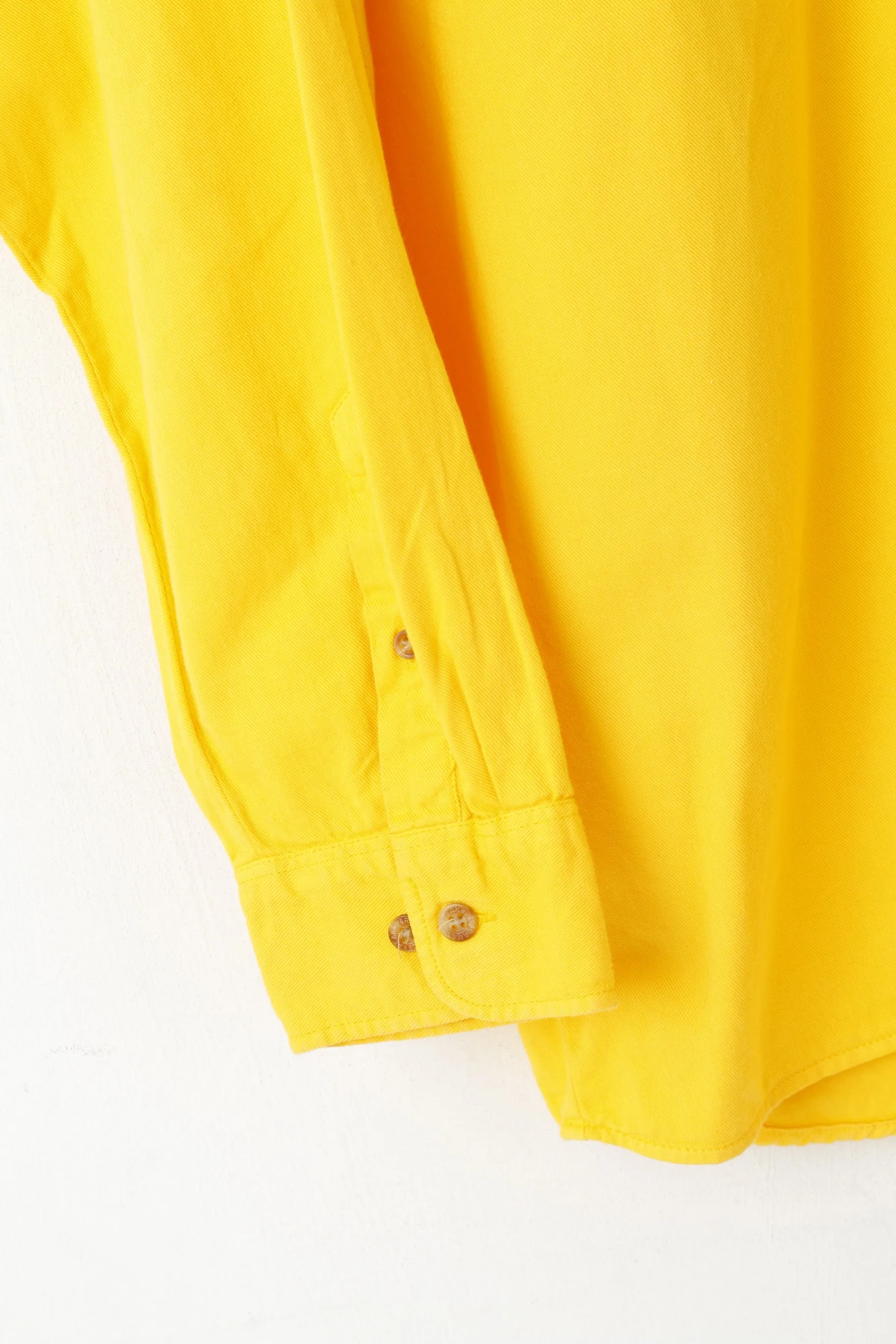Peak Performance Men L Casual Shirt Yellow Jeans Cotton Outdoor Long Sleeve Top