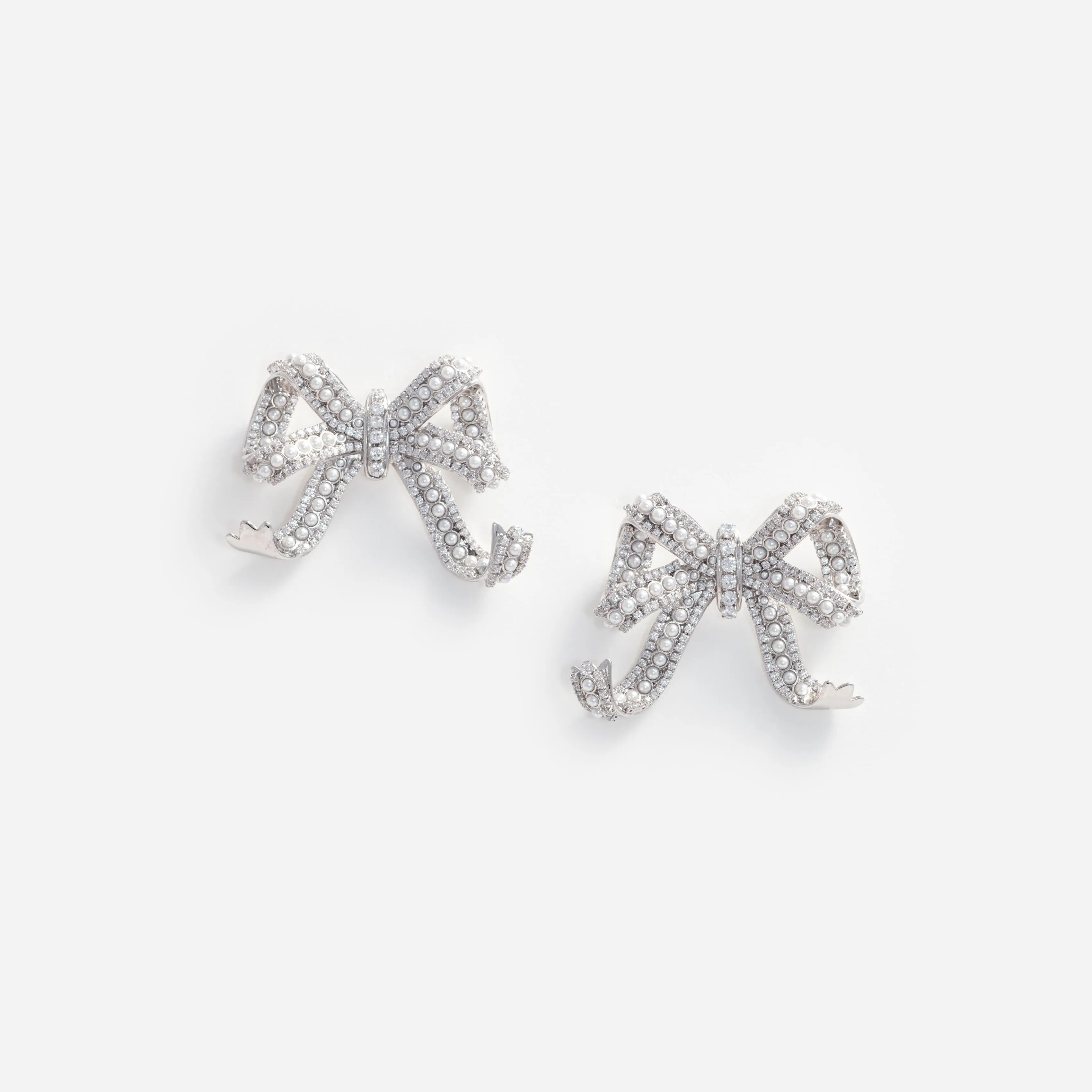 Pearl Crystal Bow Earrings Self Portrait