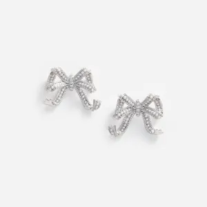 Pearl Crystal Bow Earrings Self Portrait