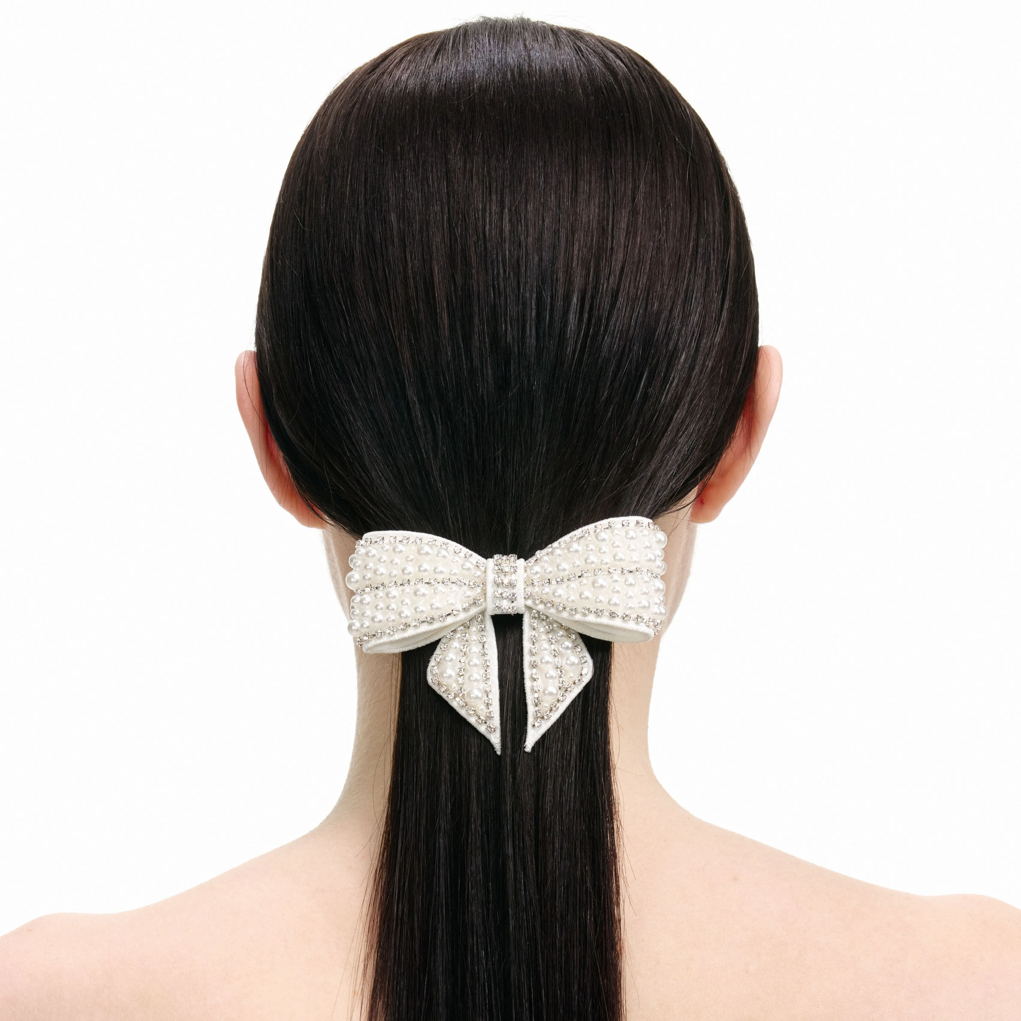 Pearl Crystal Bow Hairclip Self Portrait