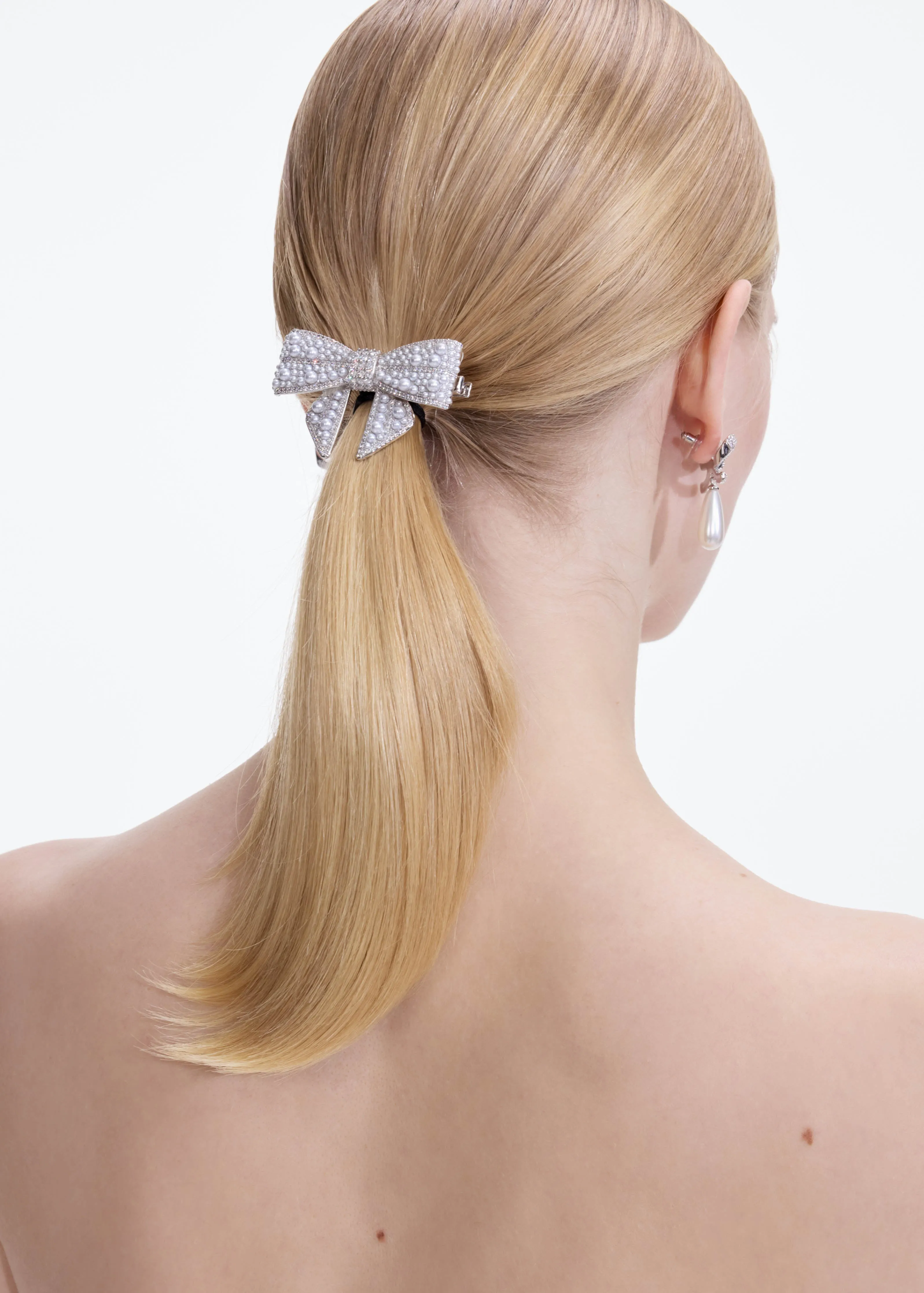 Pearl Embellished Bow Hairclip Self Portrait