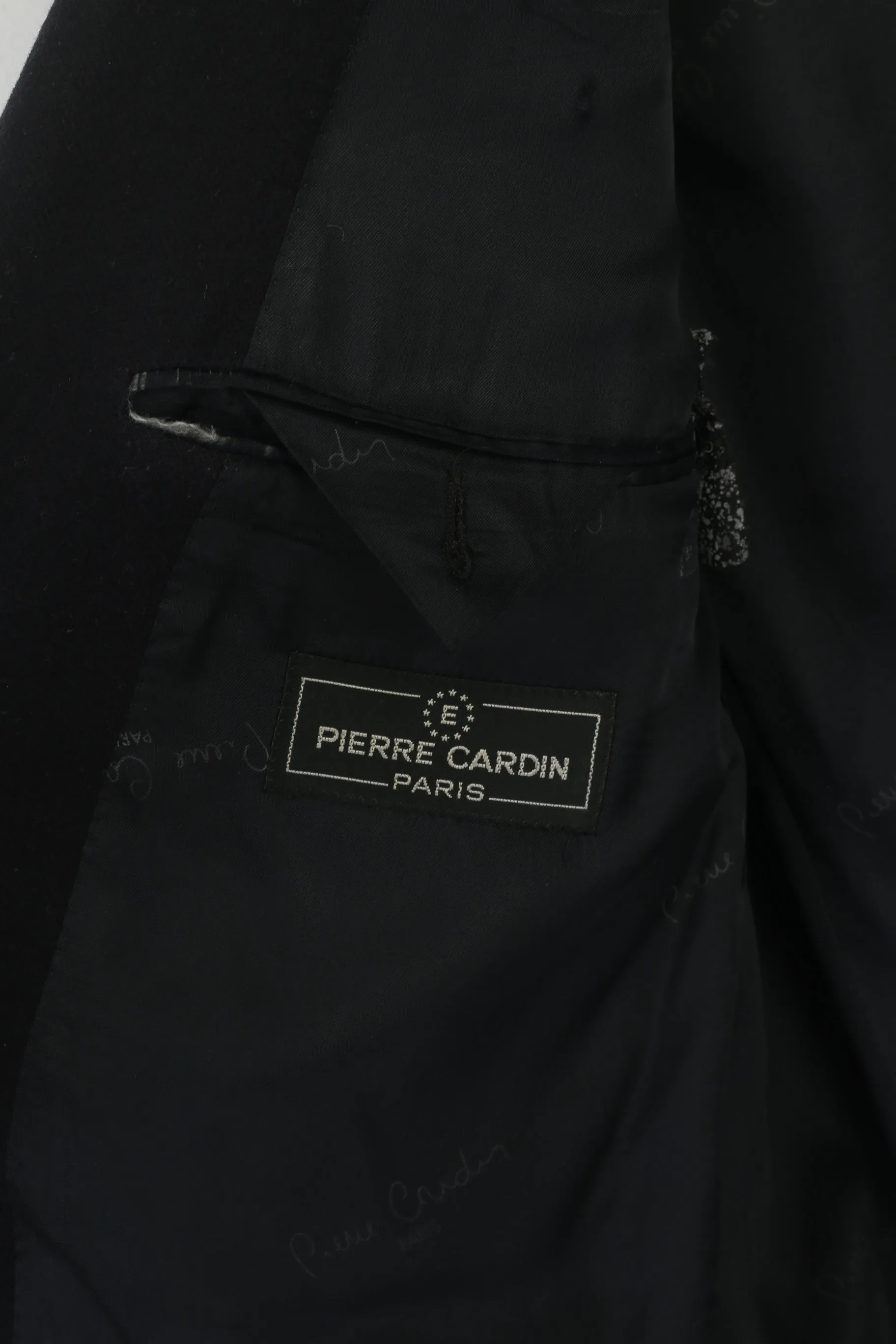 Pierre Cardin Paris Men 40 Blazer Black Wool Cashmere Blend Vintage Made in Italy Jacket