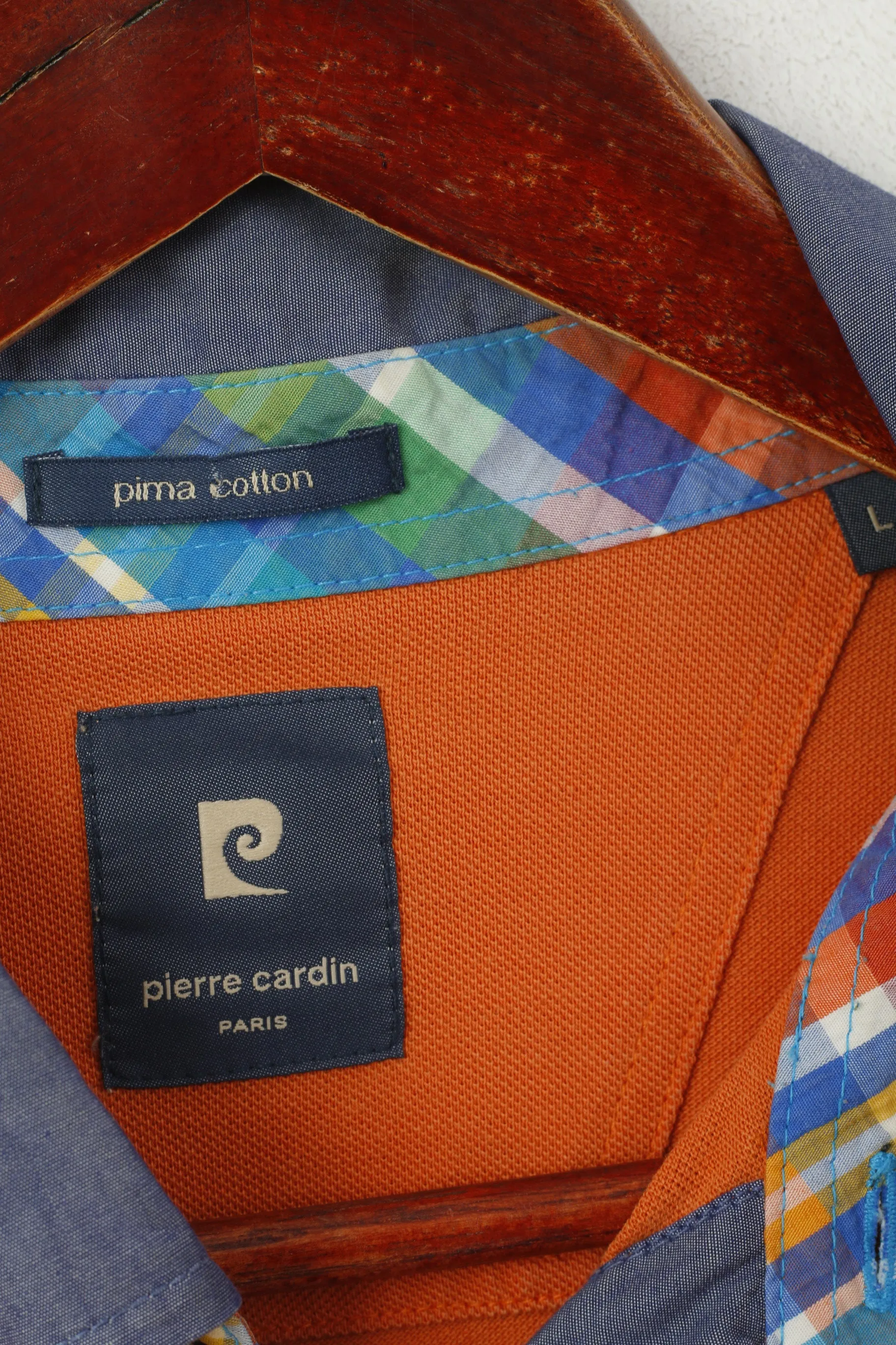 Pierre Cardin Paris Men L (M) Polo Shirt Orange Cotton Vintage Detailed Buttons Top