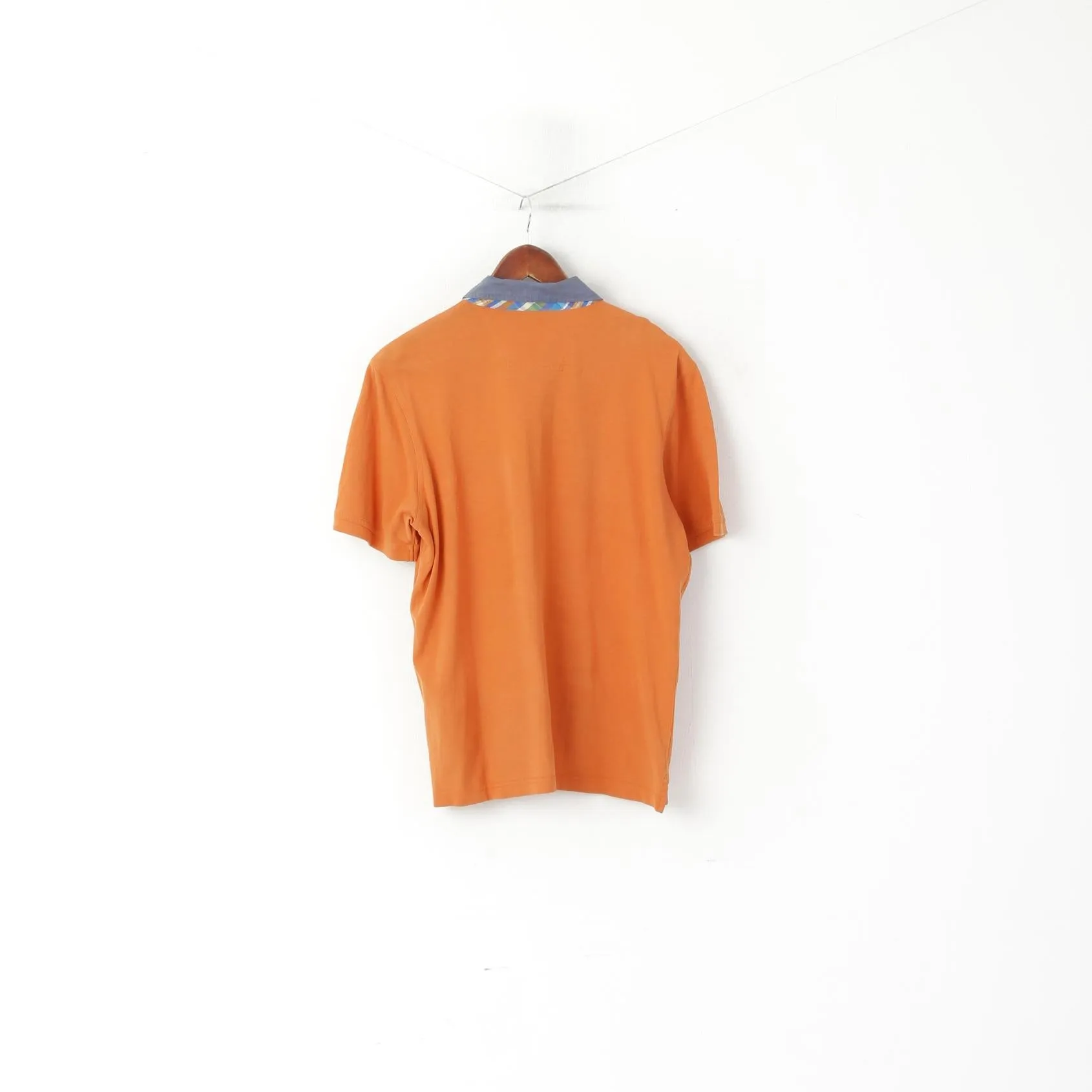 Pierre Cardin Paris Men L (M) Polo Shirt Orange Cotton Vintage Detailed Buttons Top