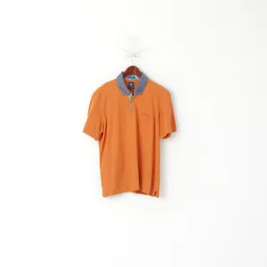 Pierre Cardin Paris Men L (M) Polo Shirt Orange Cotton Vintage Detailed Buttons Top
