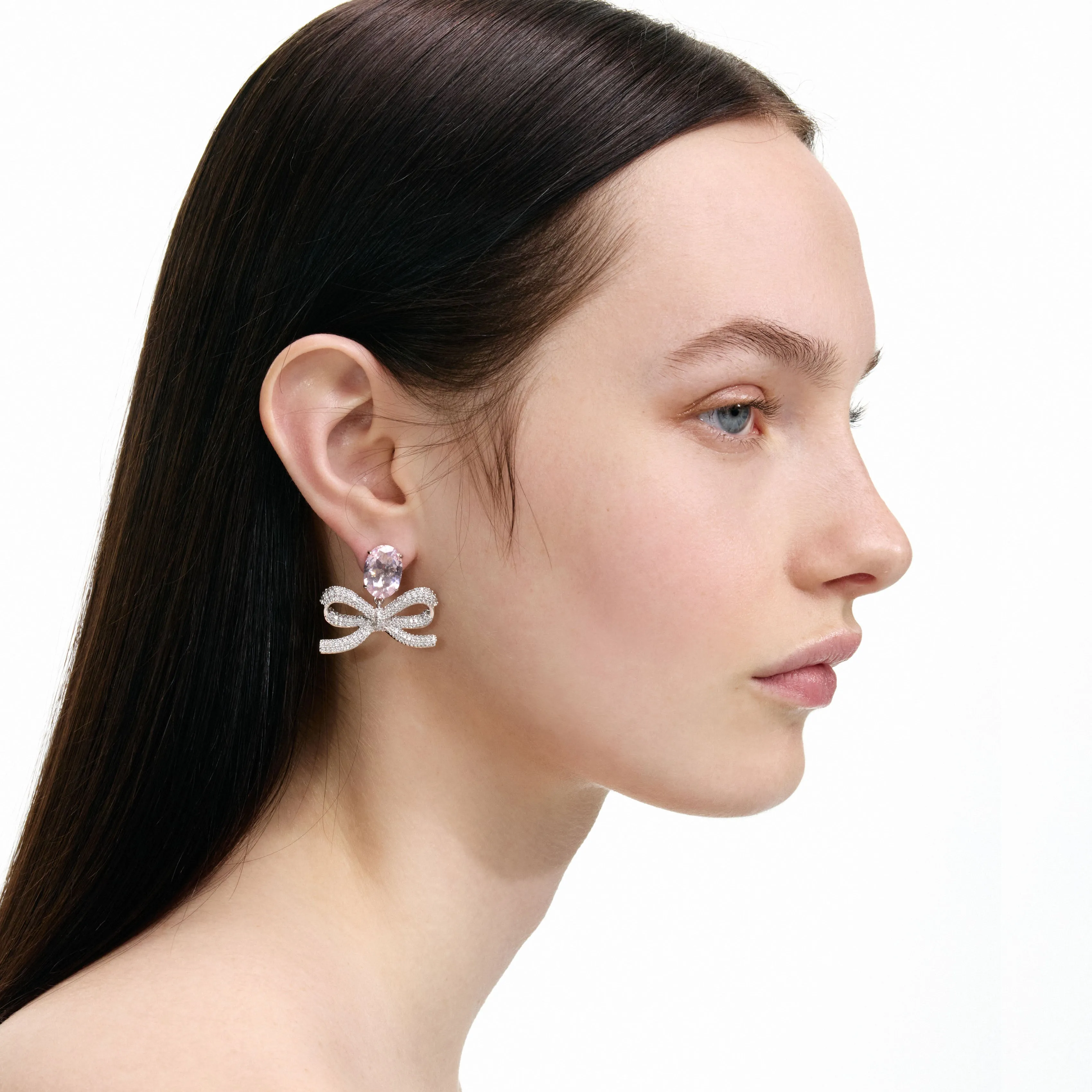 Pink Crystal Bow Earrings Self Portrait