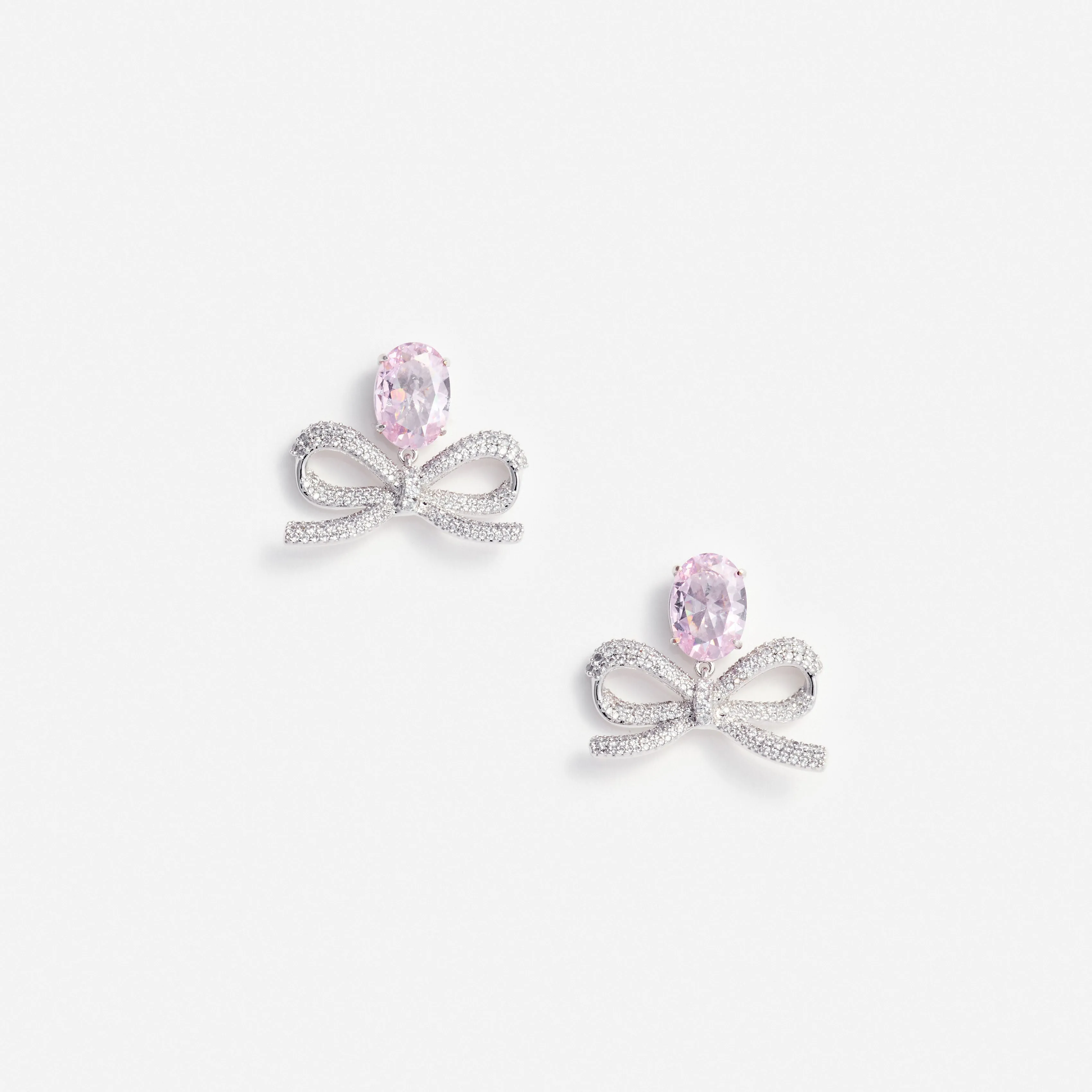 Pink Crystal Bow Earrings Self Portrait