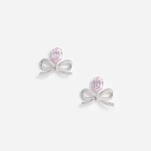 Pink Crystal Bow Earrings Self Portrait
